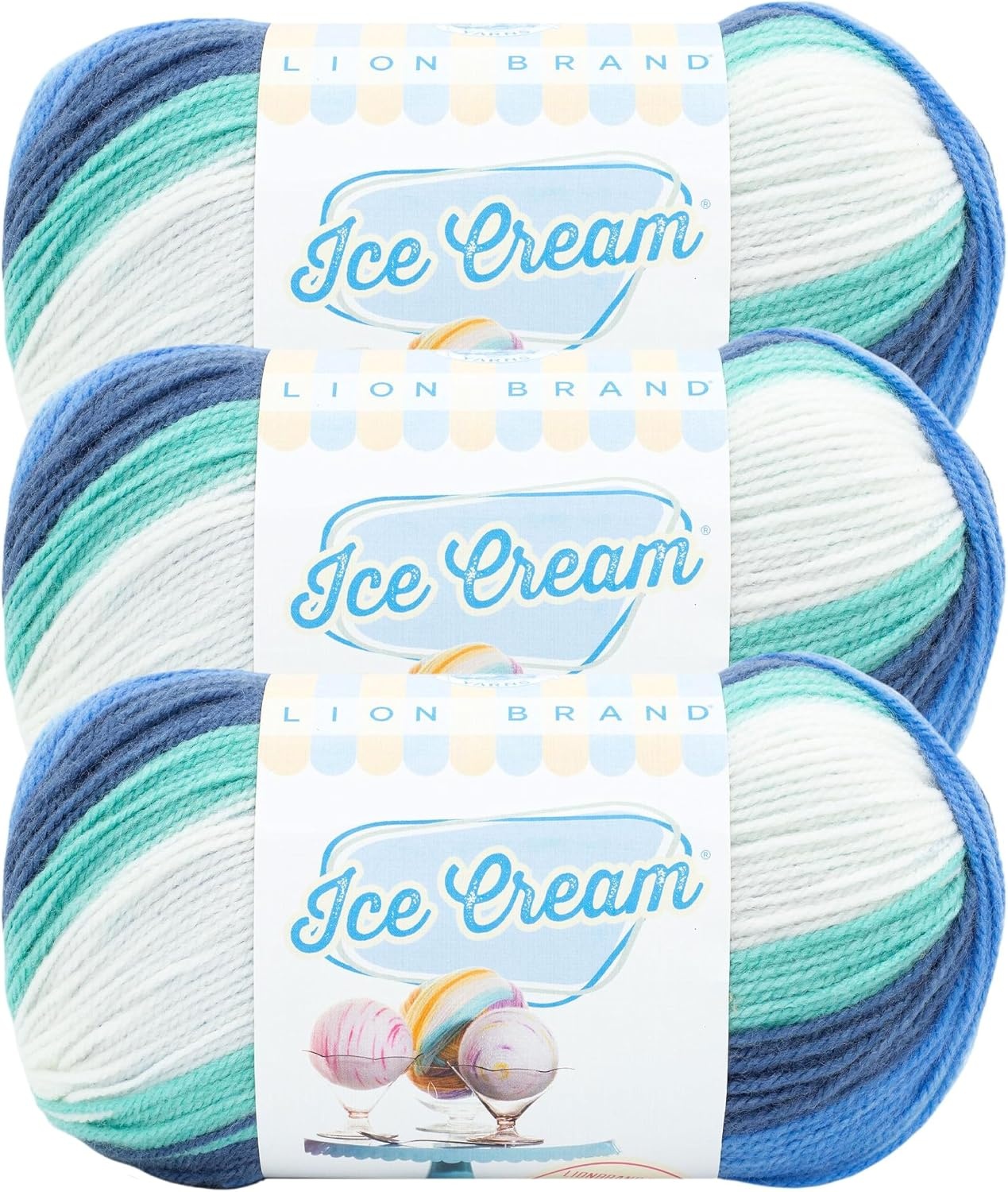 image:image1 Skein Lion Brand Yarn Ice Cream Baby Yarn BlueberryBaseball Nut