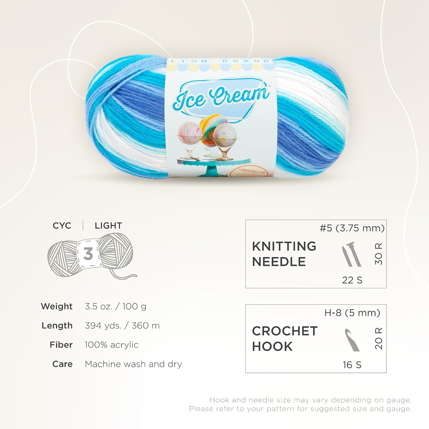 image:image1 Skein Lion Brand Yarn Ice Cream Baby Yarn BlueberryBlue Moon