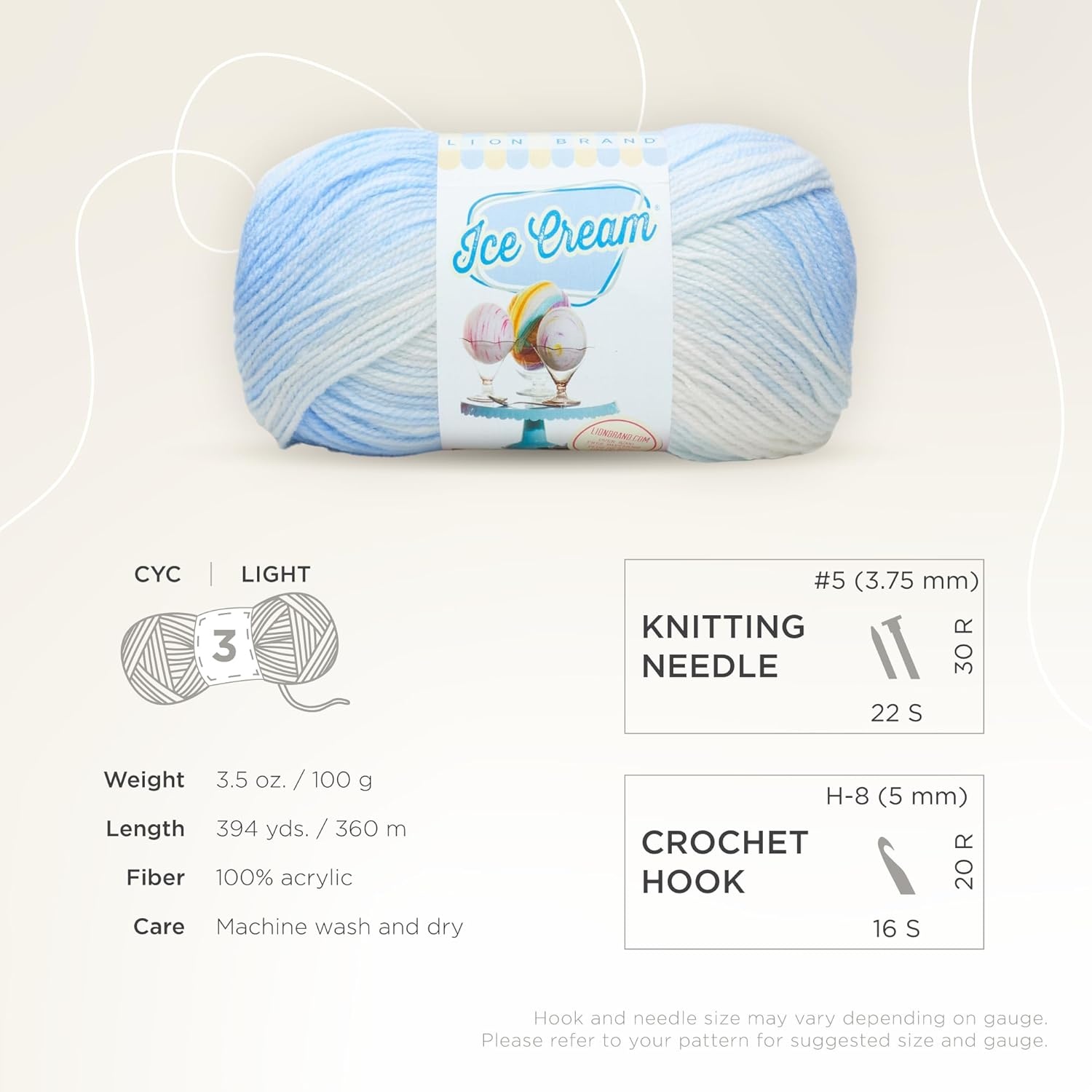 image:image1 Skein Lion Brand Yarn Ice Cream Baby Yarn BlueberryBlueberry