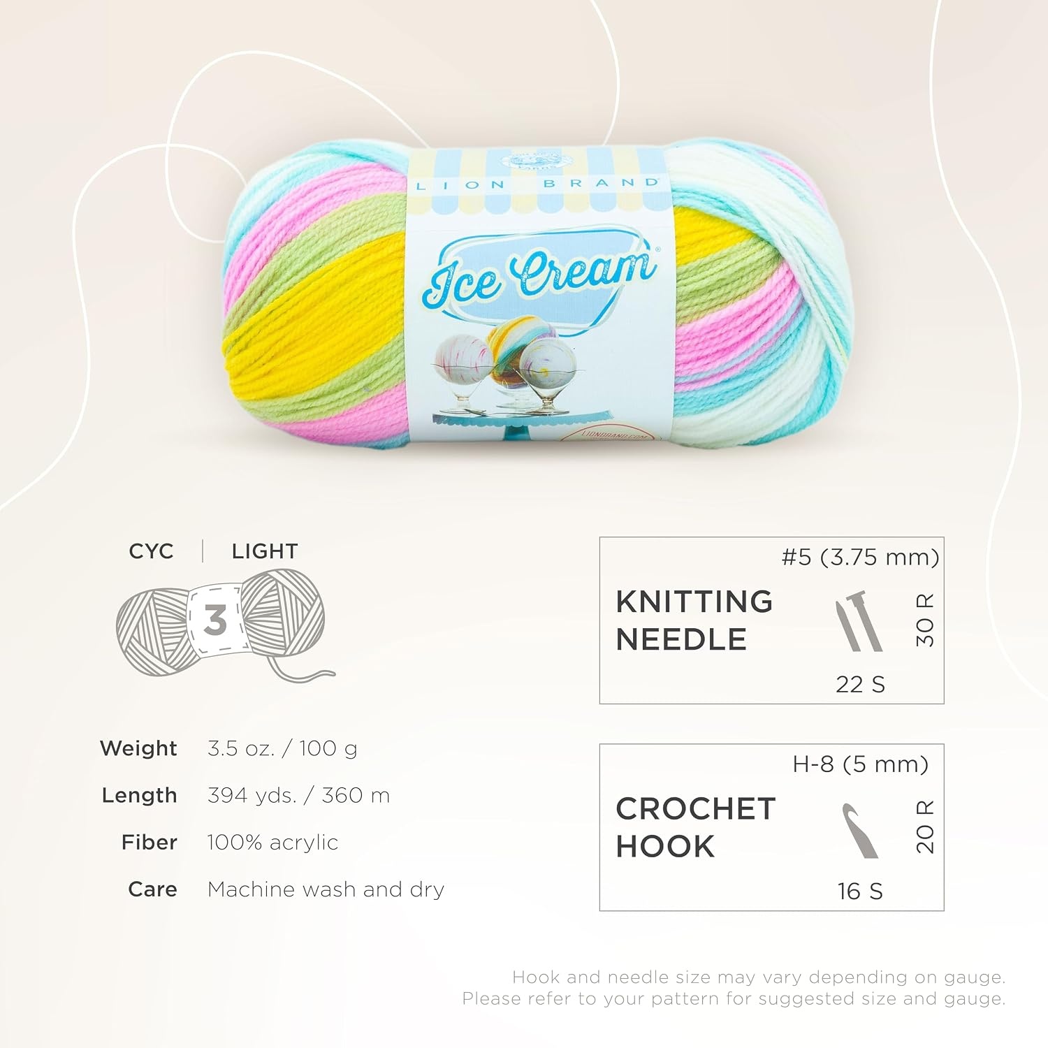 image:image1 Skein Lion Brand Yarn Ice Cream Baby Yarn BlueberryBunny Tracks