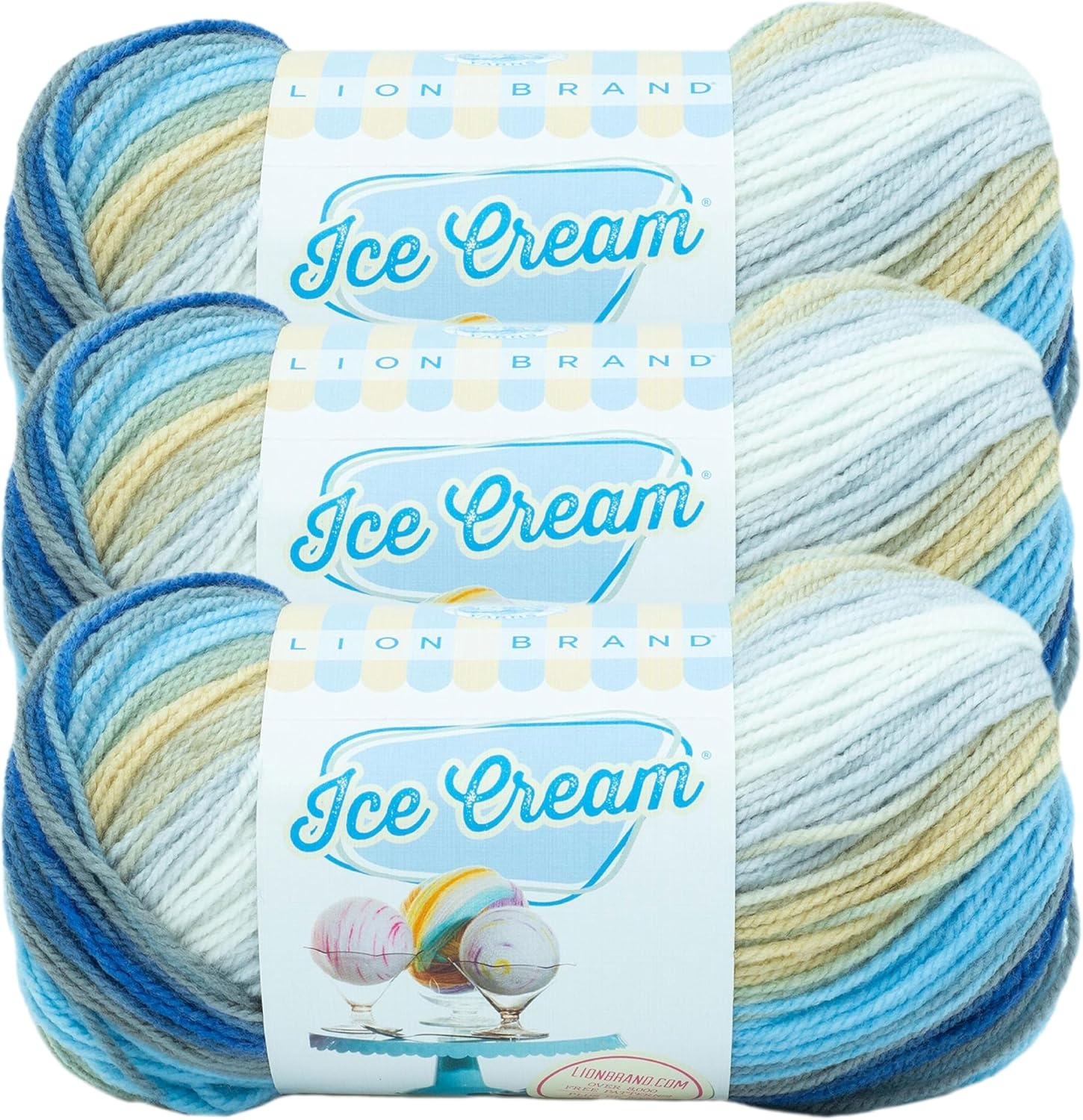 image:image1 Skein Lion Brand Yarn Ice Cream Baby Yarn BlueberryButter Pecan