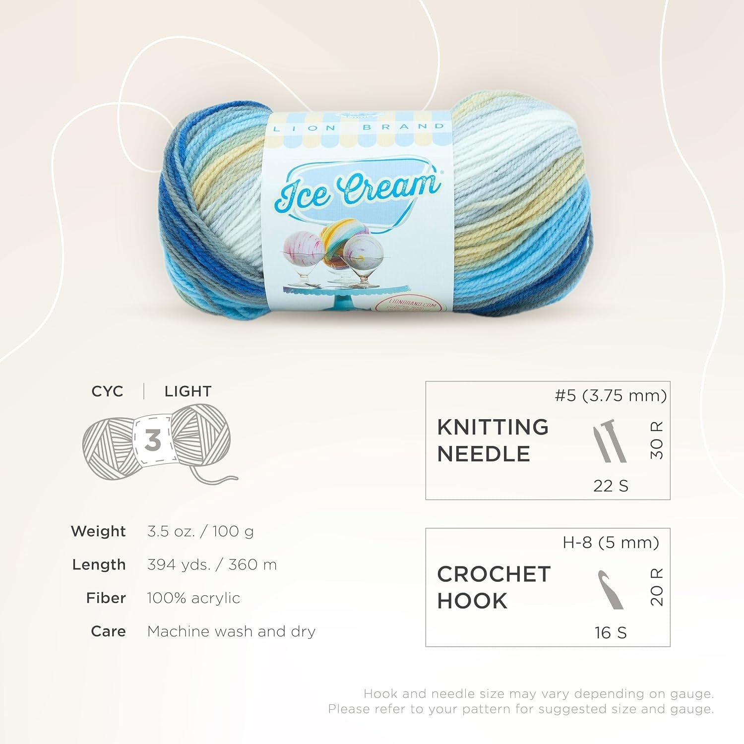 image:image1 Skein Lion Brand Yarn Ice Cream Baby Yarn BlueberryButter Pecan