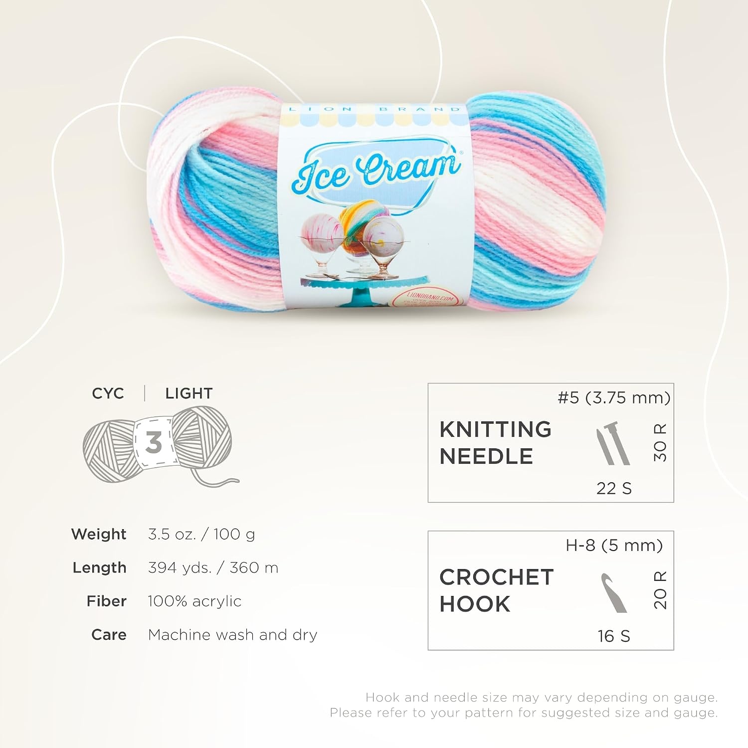 image:image1 Skein Lion Brand Yarn Ice Cream Baby Yarn BlueberryCake Batter