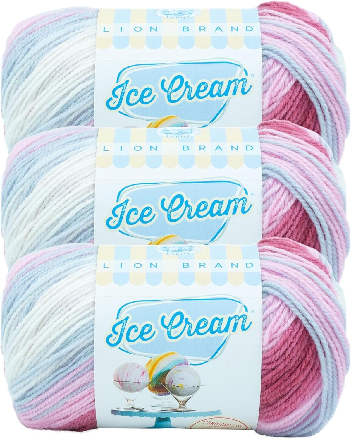 image:image1 Skein Lion Brand Yarn Ice Cream Baby Yarn BlueberryCherries Jubilee