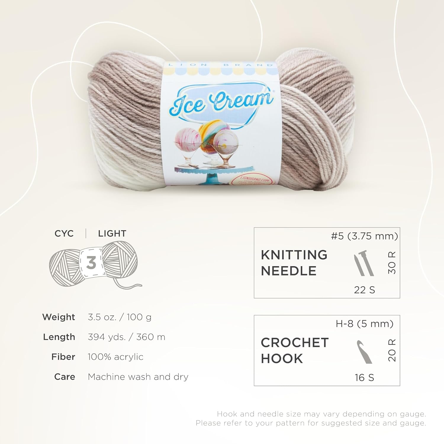 image:image1 Skein Lion Brand Yarn Ice Cream Baby Yarn BlueberryCoffee