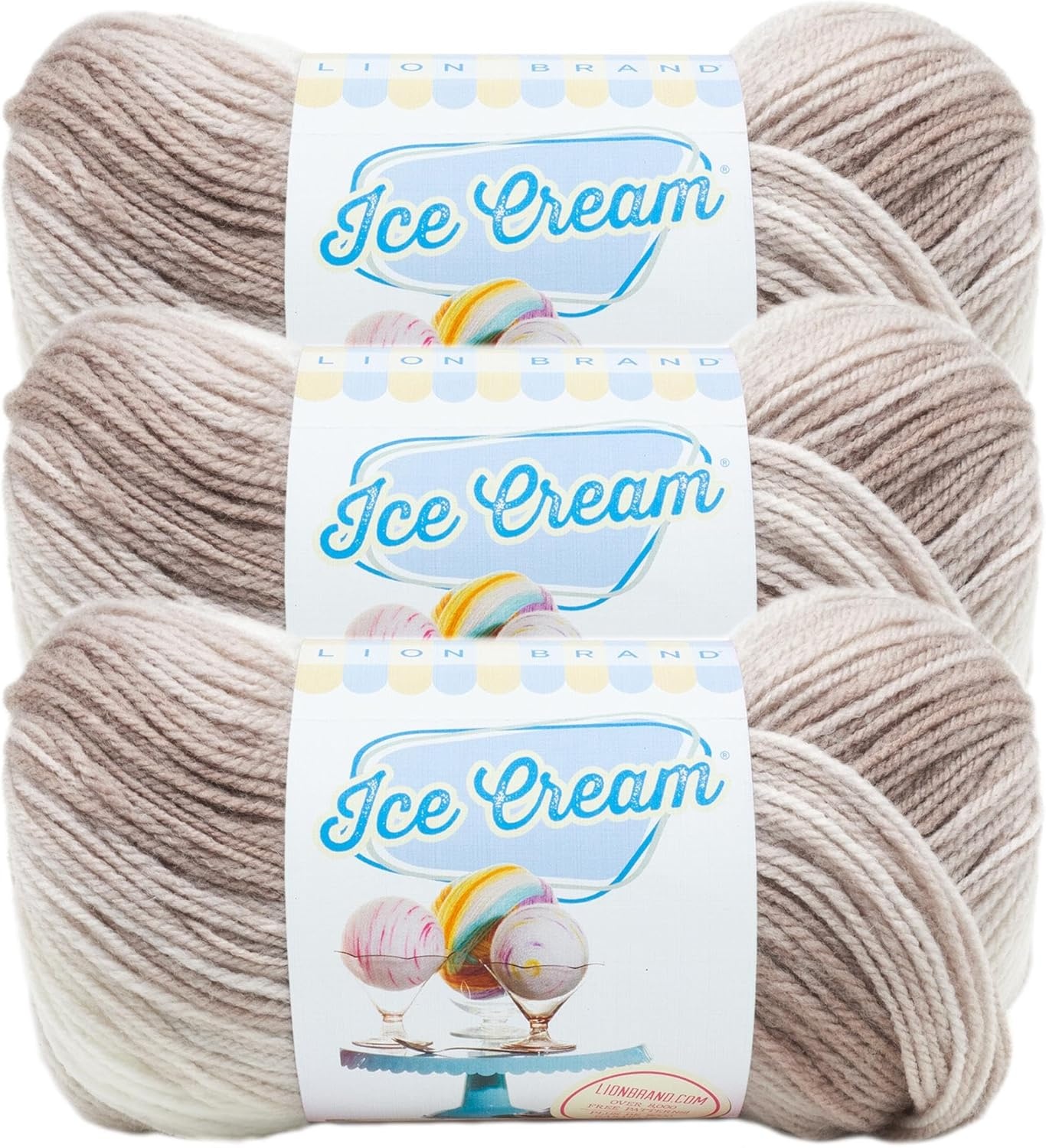 image:image1 Skein Lion Brand Yarn Ice Cream Baby Yarn BlueberryCoffee