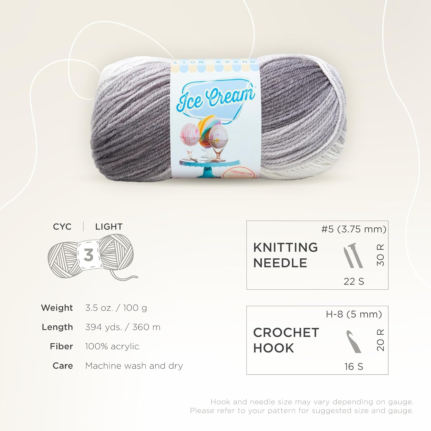 image:image1 Skein Lion Brand Yarn Ice Cream Baby Yarn BlueberryCookies Cream