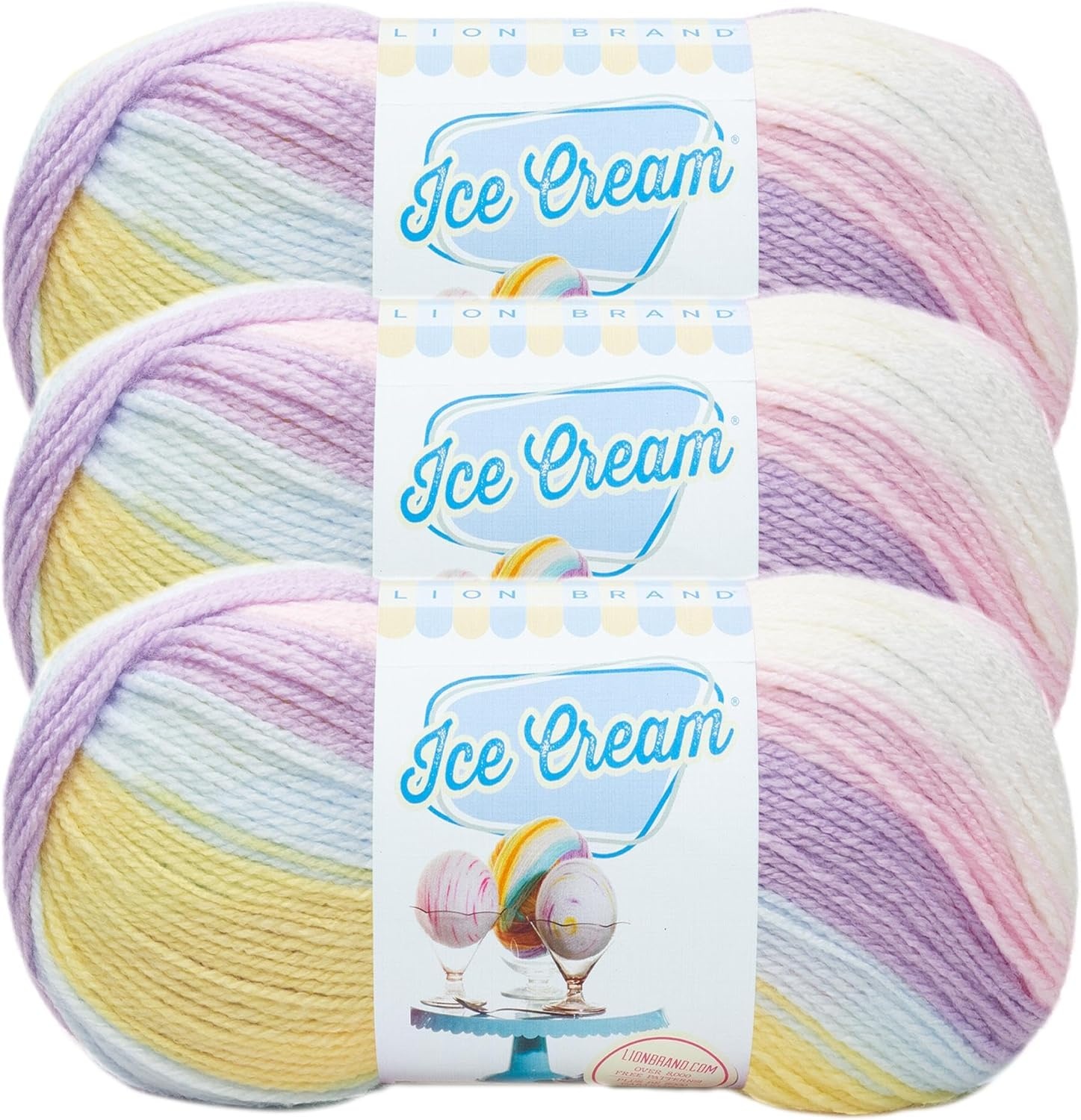 image:image1 Skein Lion Brand Yarn Ice Cream Baby Yarn BlueberryCotton Candy