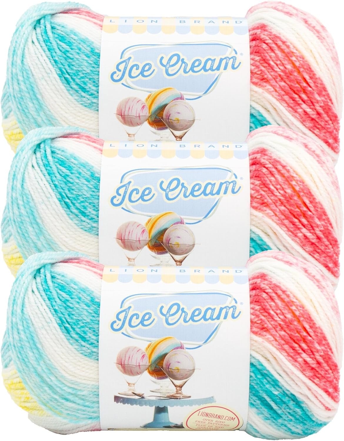 image:image1 Skein Lion Brand Yarn Ice Cream Baby Yarn BlueberryFunfetti