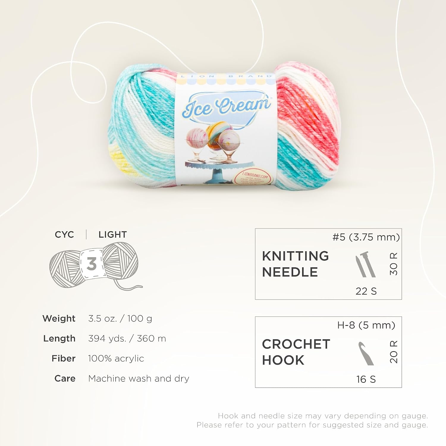 image:image1 Skein Lion Brand Yarn Ice Cream Baby Yarn BlueberryFunfetti