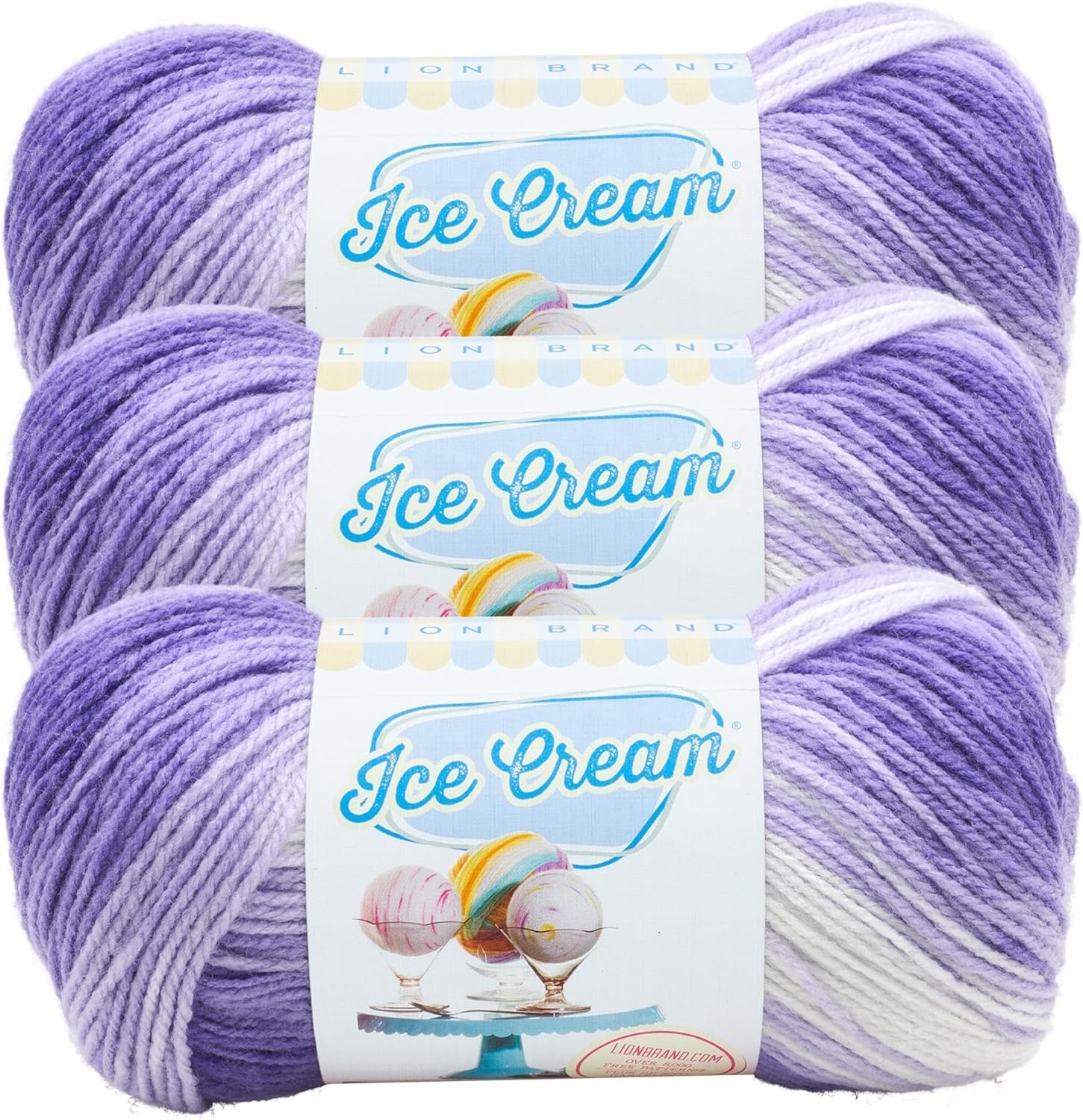 image:image1 Skein Lion Brand Yarn Ice Cream Baby Yarn BlueberryGrape