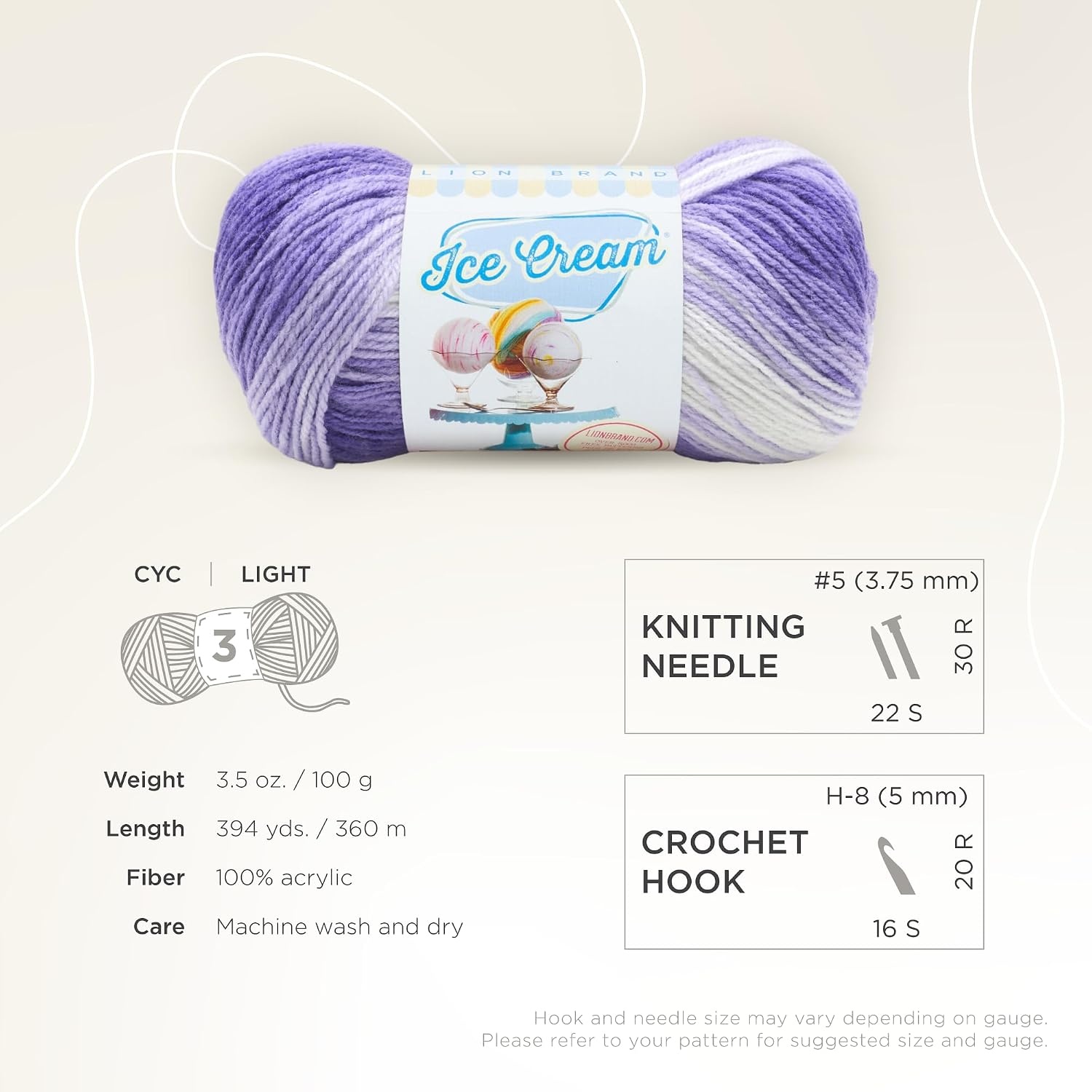 image:image1 Skein Lion Brand Yarn Ice Cream Baby Yarn BlueberryGrape