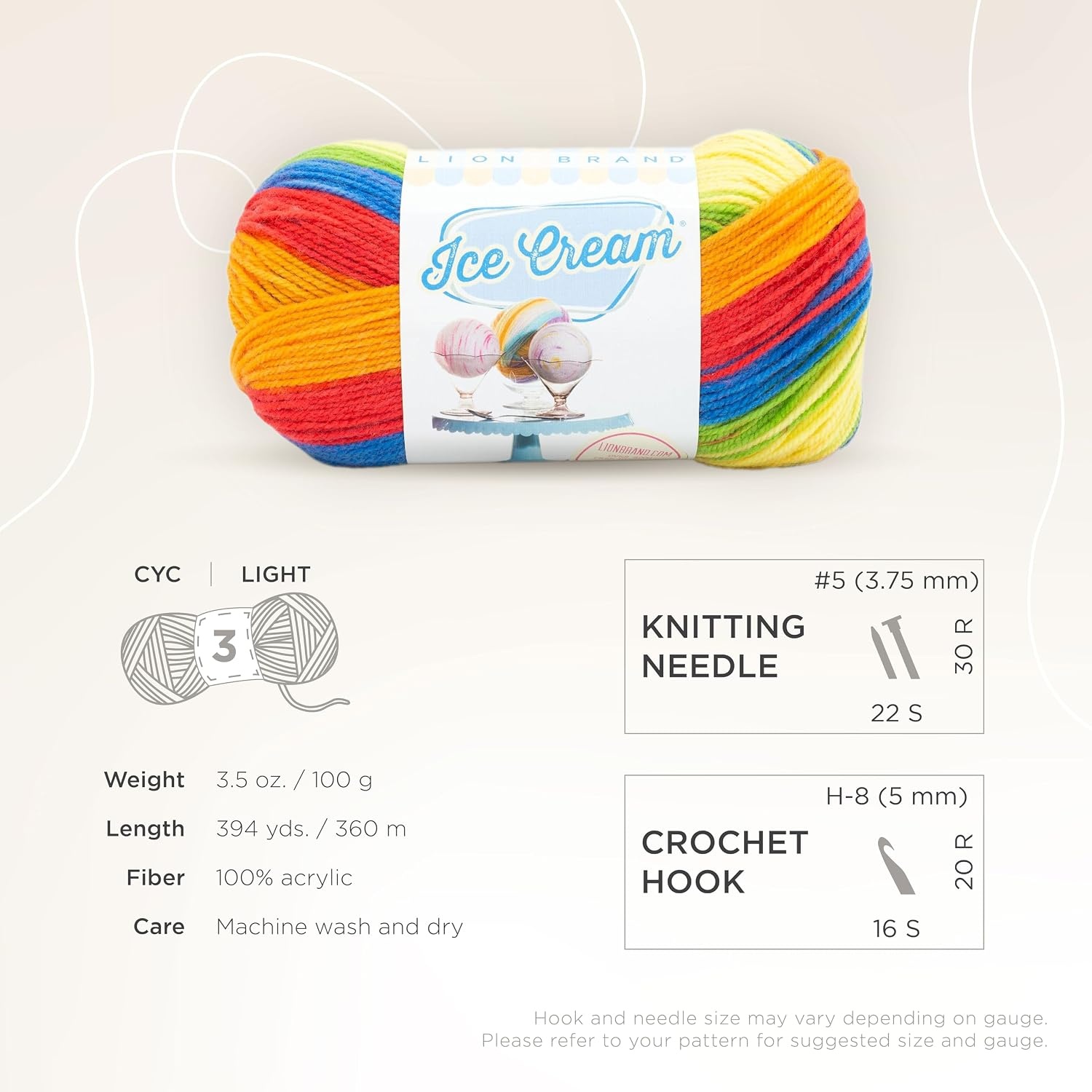 image:image1 Skein Lion Brand Yarn Ice Cream Baby Yarn BlueberryHokey Pokey