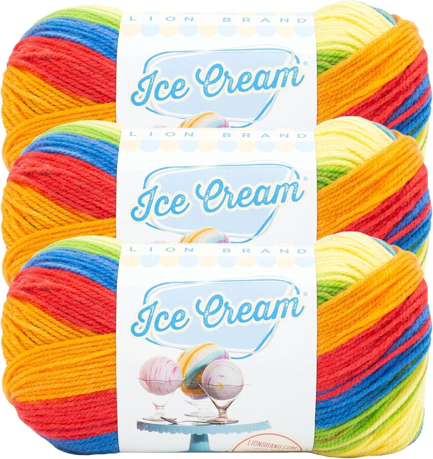 image:image1 Skein Lion Brand Yarn Ice Cream Baby Yarn BlueberryHokey Pokey