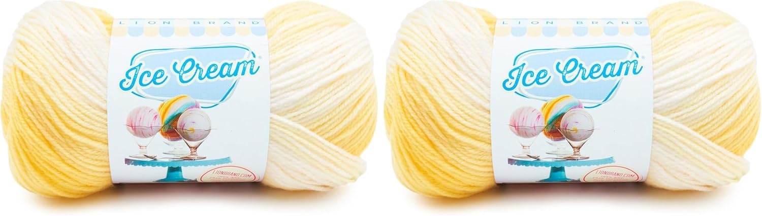 image:image1 Skein Lion Brand Yarn Ice Cream Baby Yarn BlueberryLemon Meringue