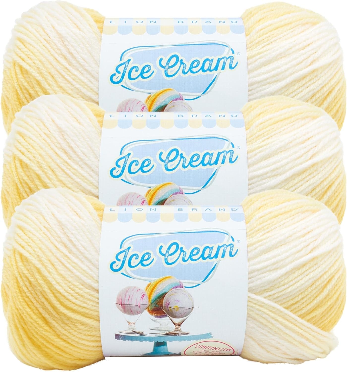 image:image1 Skein Lion Brand Yarn Ice Cream Baby Yarn BlueberryLemon Meringue