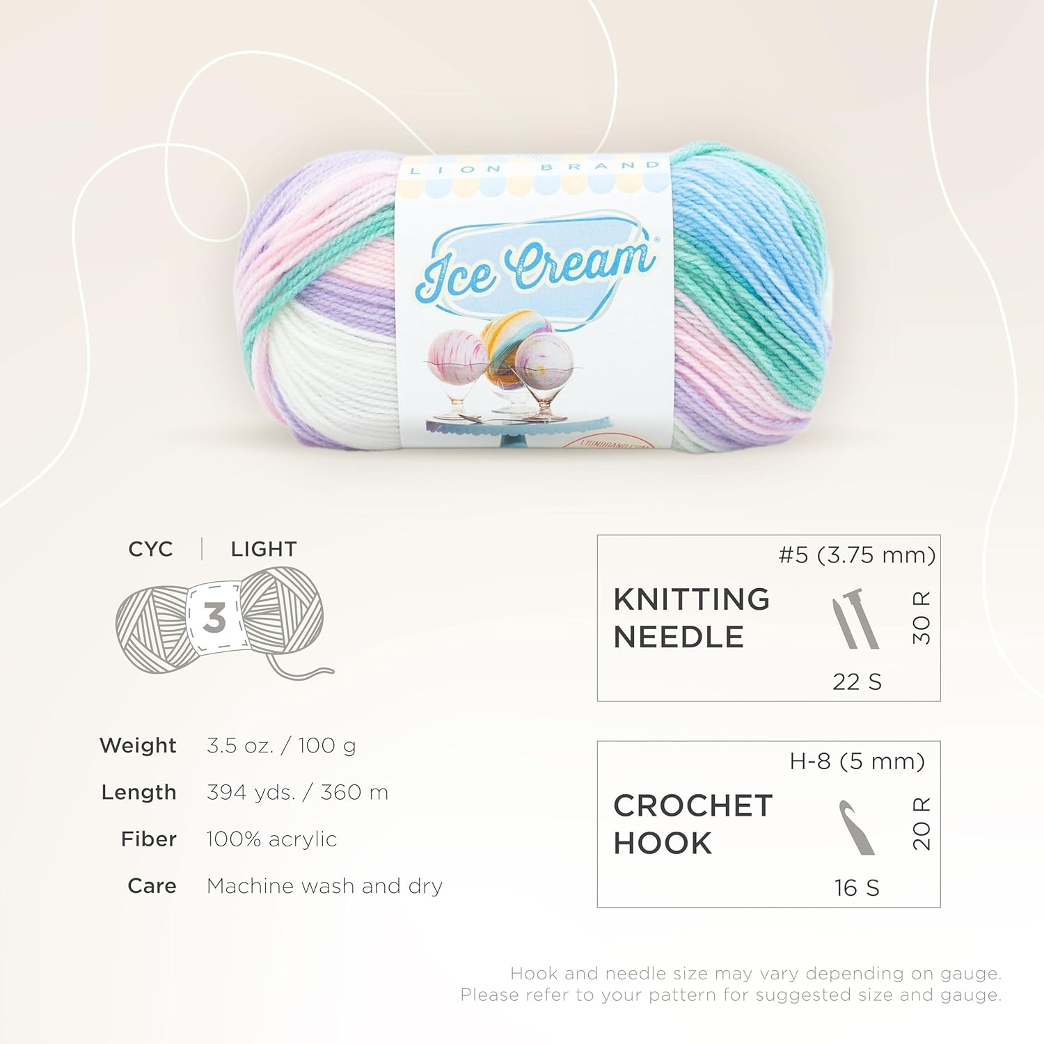 image:image1 Skein Lion Brand Yarn Ice Cream Baby Yarn BlueberryLove Potion