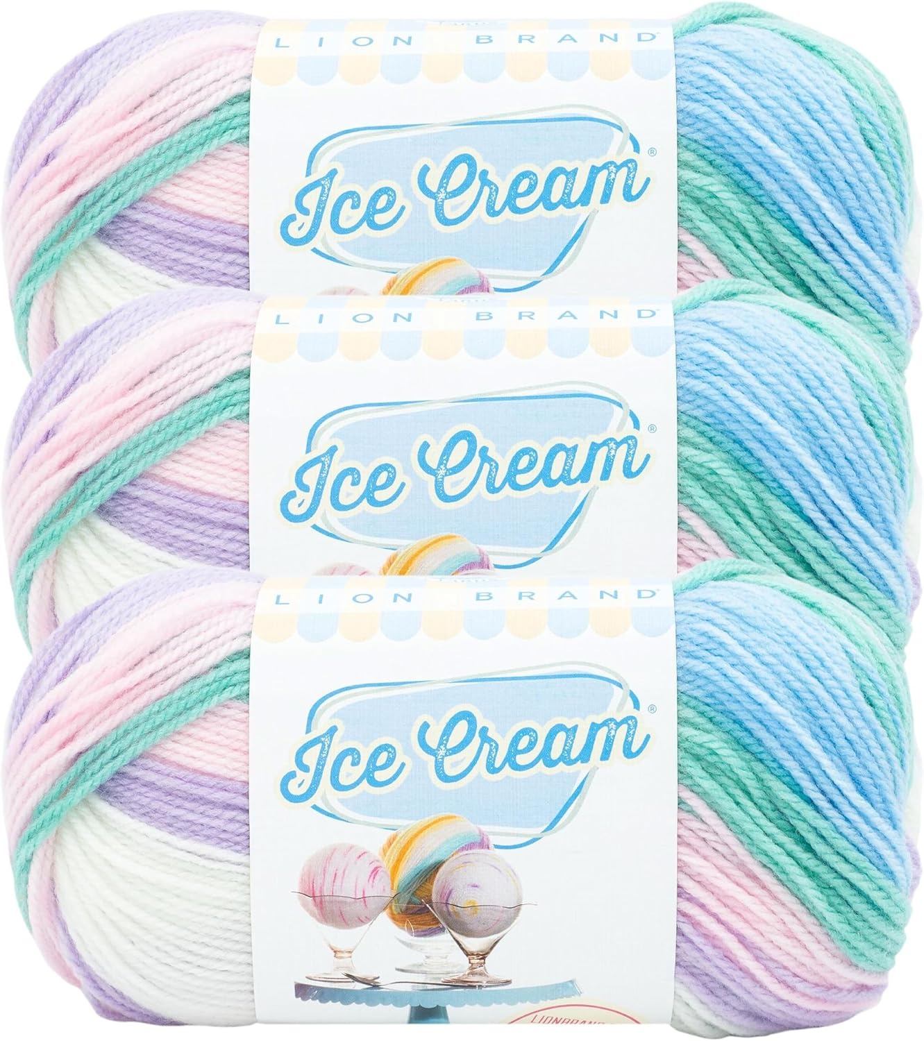 image:image1 Skein Lion Brand Yarn Ice Cream Baby Yarn BlueberryLove Potion