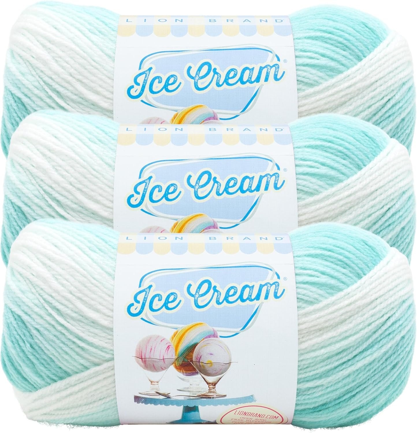 image:image1 Skein Lion Brand Yarn Ice Cream Baby Yarn BlueberryMint