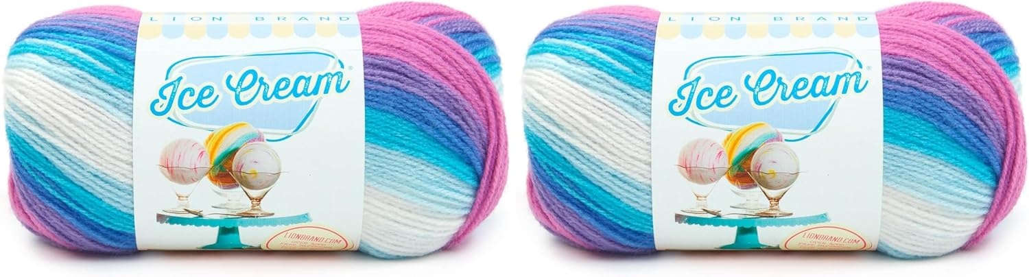 image:image1 Skein Lion Brand Yarn Ice Cream Baby Yarn BlueberryMoon Mist