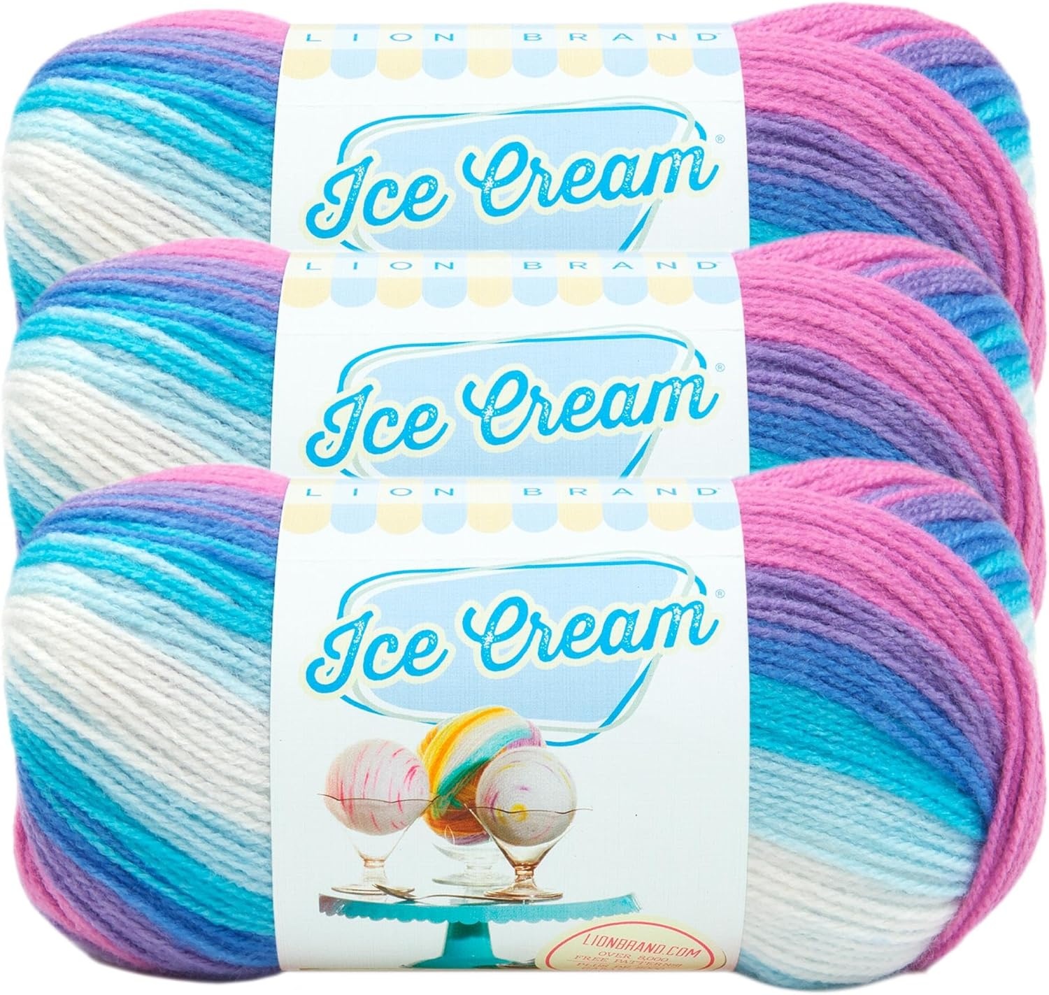 image:image1 Skein Lion Brand Yarn Ice Cream Baby Yarn BlueberryMoon Mist