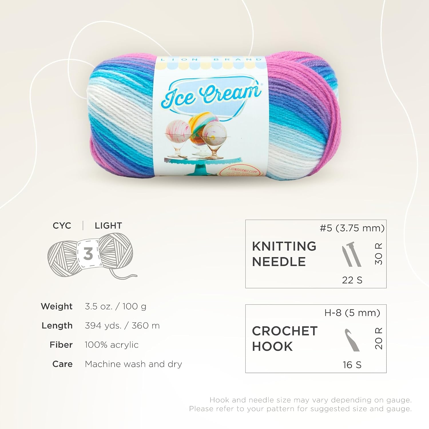 image:image1 Skein Lion Brand Yarn Ice Cream Baby Yarn BlueberryMoon Mist