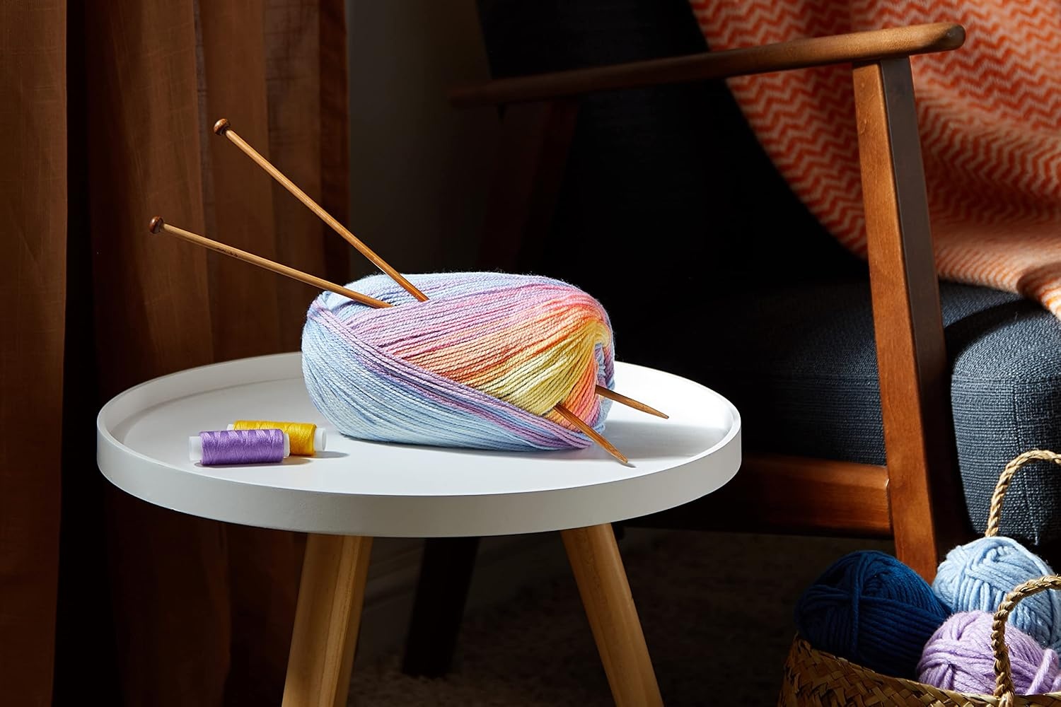 image:image1 Skein Lion Brand Yarn Ice Cream Baby Yarn BlueberryParfait