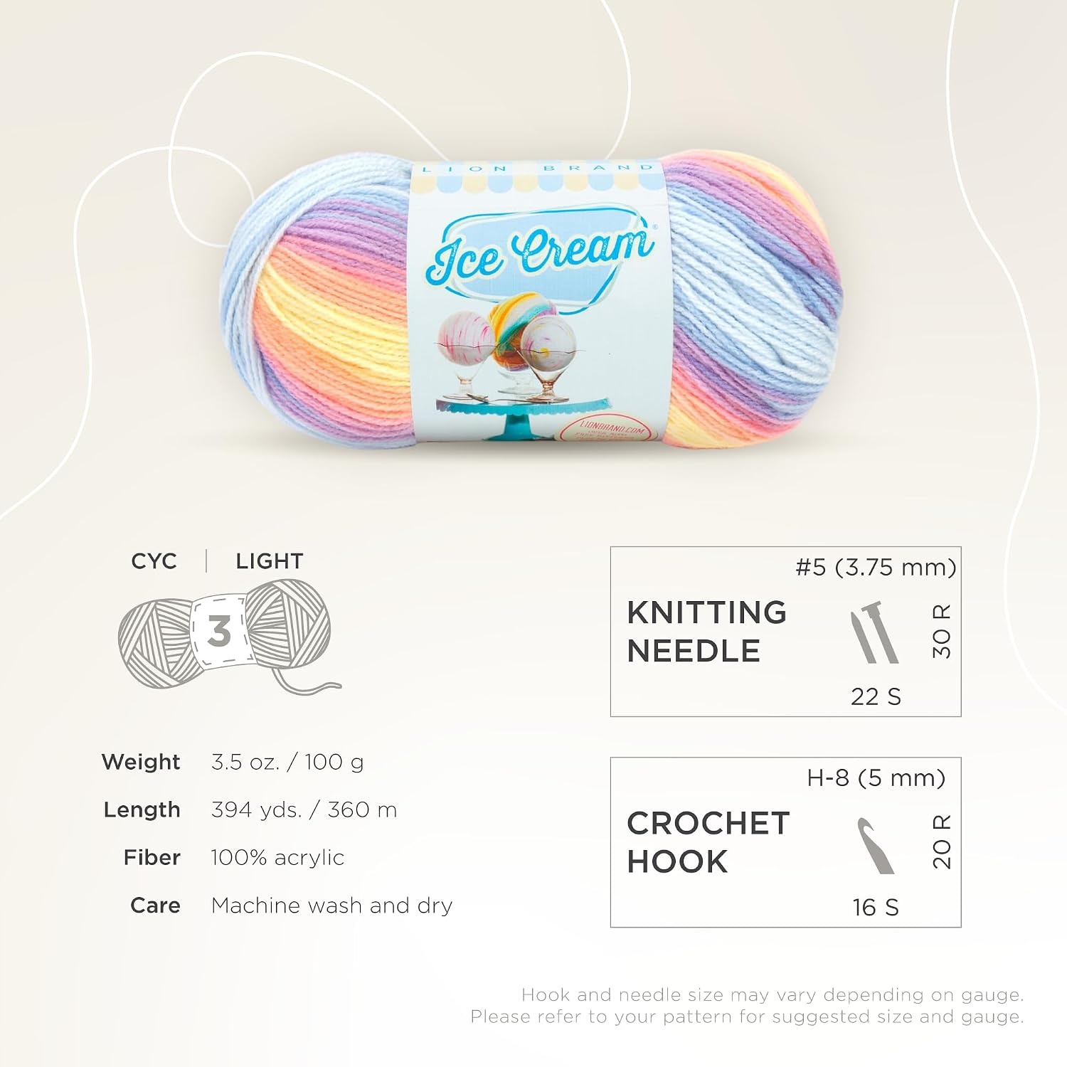 image:image1 Skein Lion Brand Yarn Ice Cream Baby Yarn BlueberryParfait