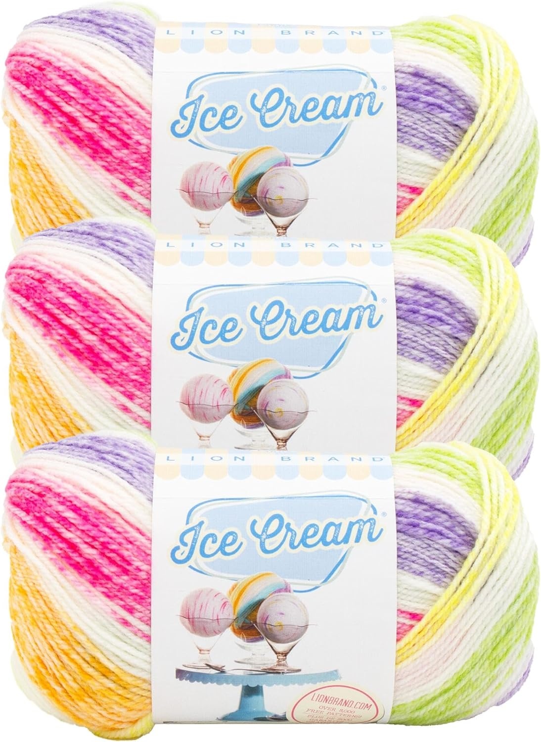 image:image1 Skein Lion Brand Yarn Ice Cream Baby Yarn BlueberryPassion Fruit