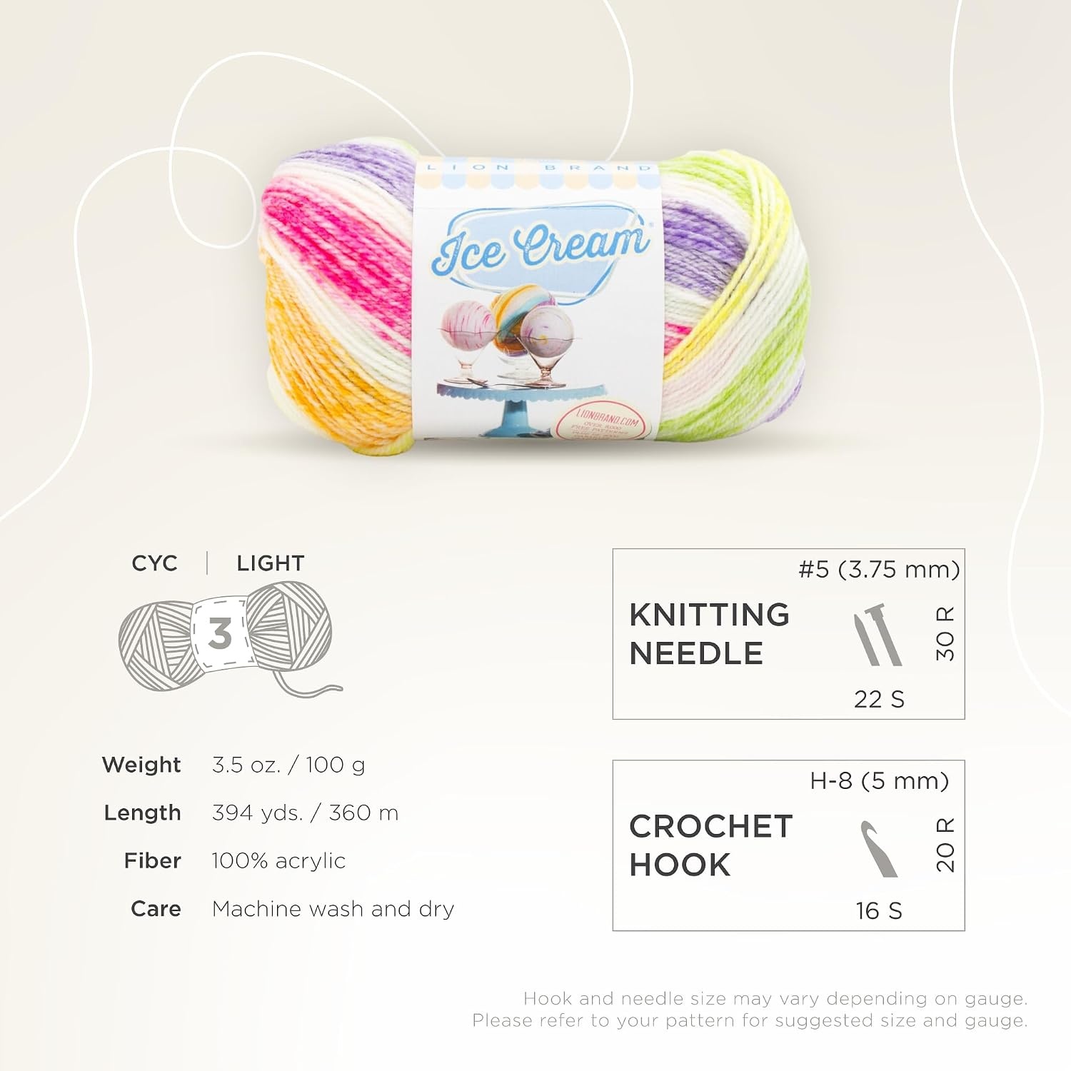 image:image1 Skein Lion Brand Yarn Ice Cream Baby Yarn BlueberryPassion Fruit