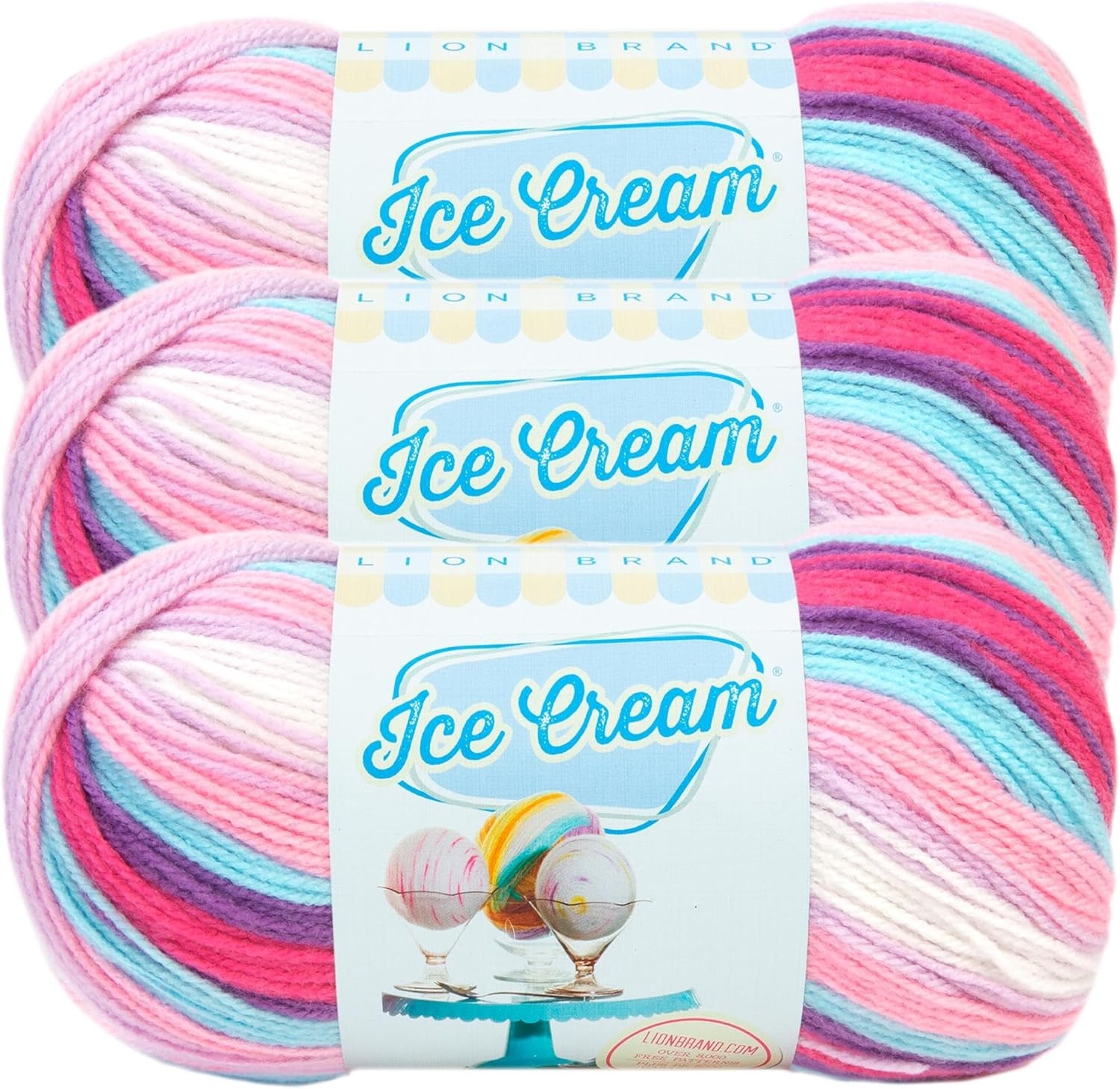 image:image1 Skein Lion Brand Yarn Ice Cream Baby Yarn BlueberryRaspberry Ripple