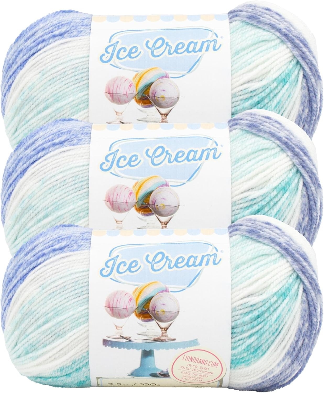 image:image1 Skein Lion Brand Yarn Ice Cream Baby Yarn BlueberrySmurf