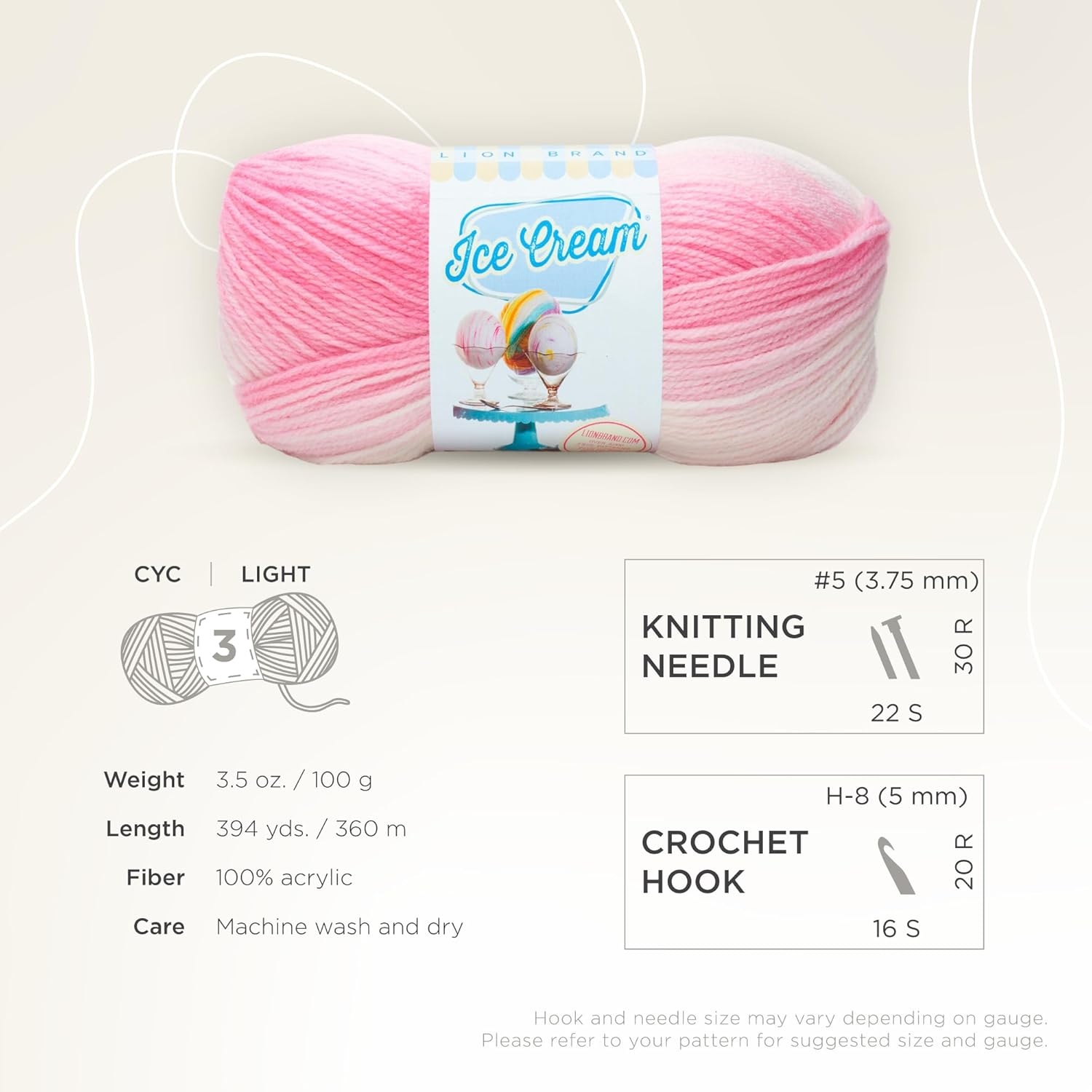 image:image1 Skein Lion Brand Yarn Ice Cream Baby Yarn BlueberryStrawberry