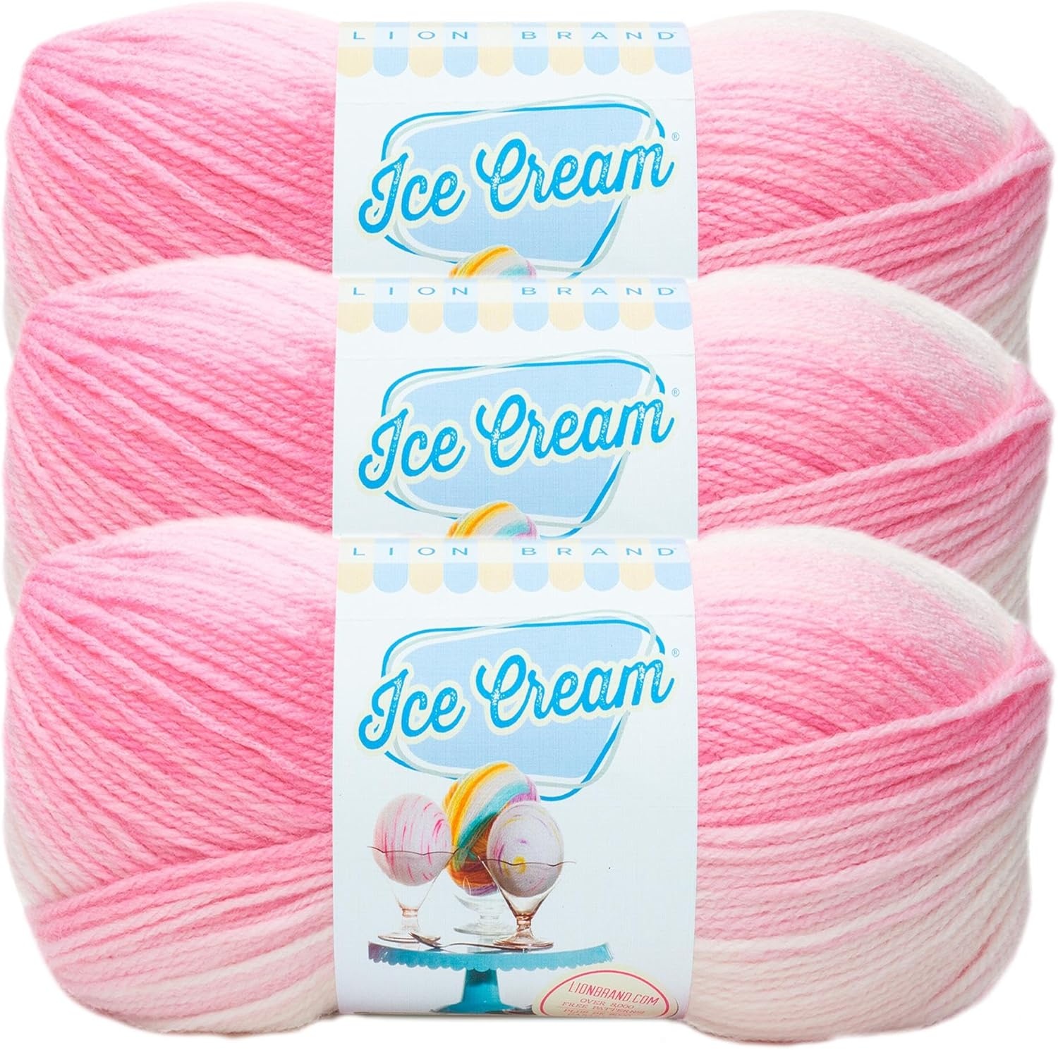 image:image1 Skein Lion Brand Yarn Ice Cream Baby Yarn BlueberryStrawberry