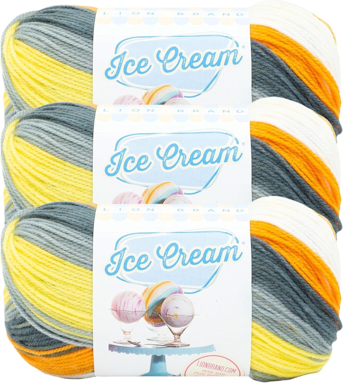 image:image1 Skein Lion Brand Yarn Ice Cream Baby Yarn BlueberryTiger Tail