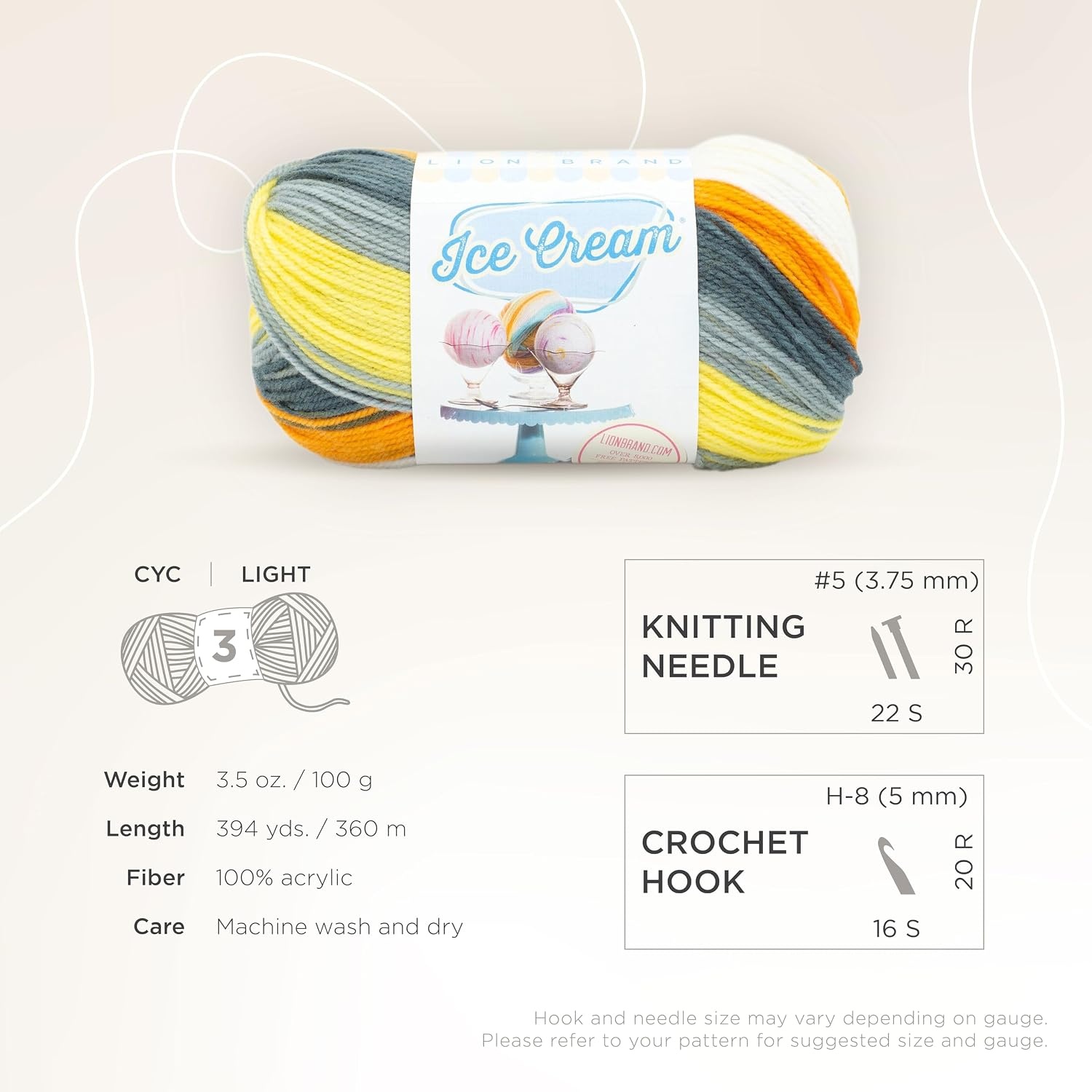 image:image1 Skein Lion Brand Yarn Ice Cream Baby Yarn BlueberryTiger Tail