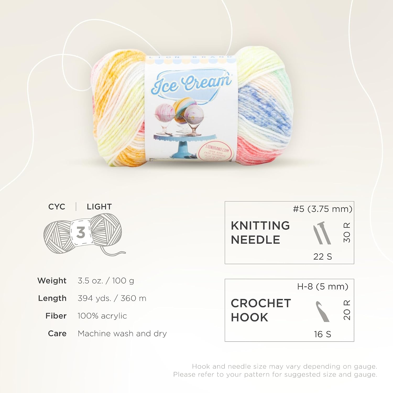 image:image1 Skein Lion Brand Yarn Ice Cream Baby Yarn BlueberryTurtle Tracks