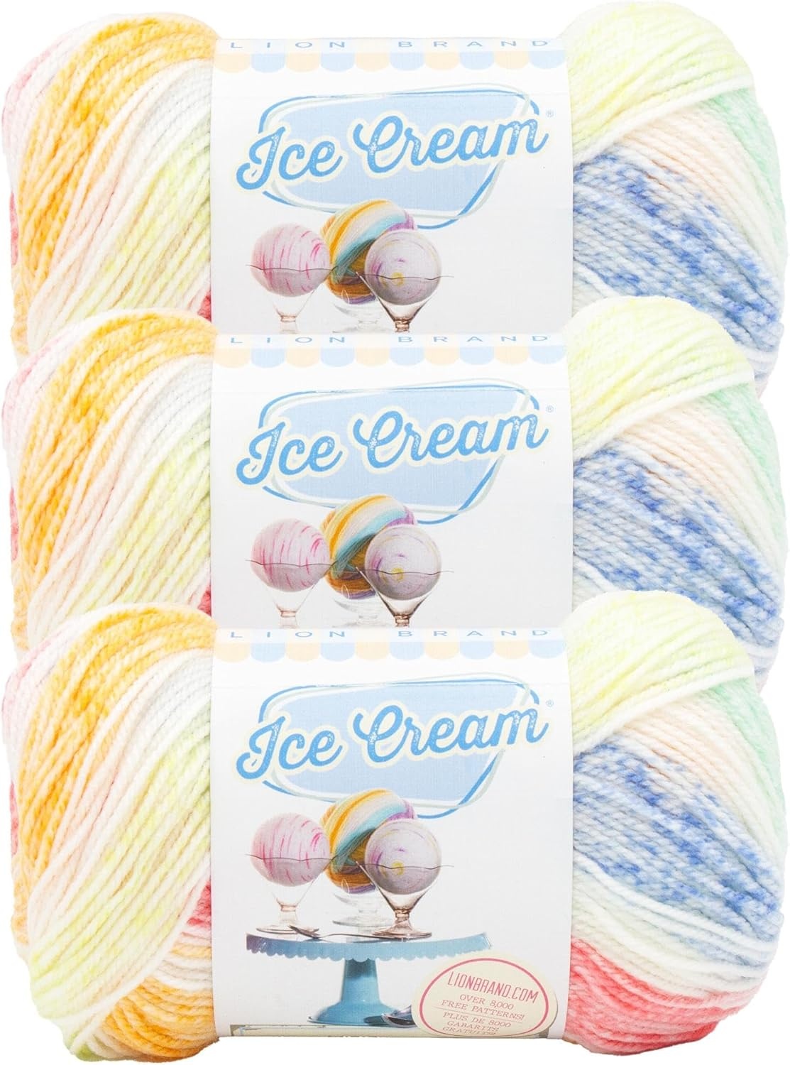 image:image1 Skein Lion Brand Yarn Ice Cream Baby Yarn BlueberryTurtle Tracks