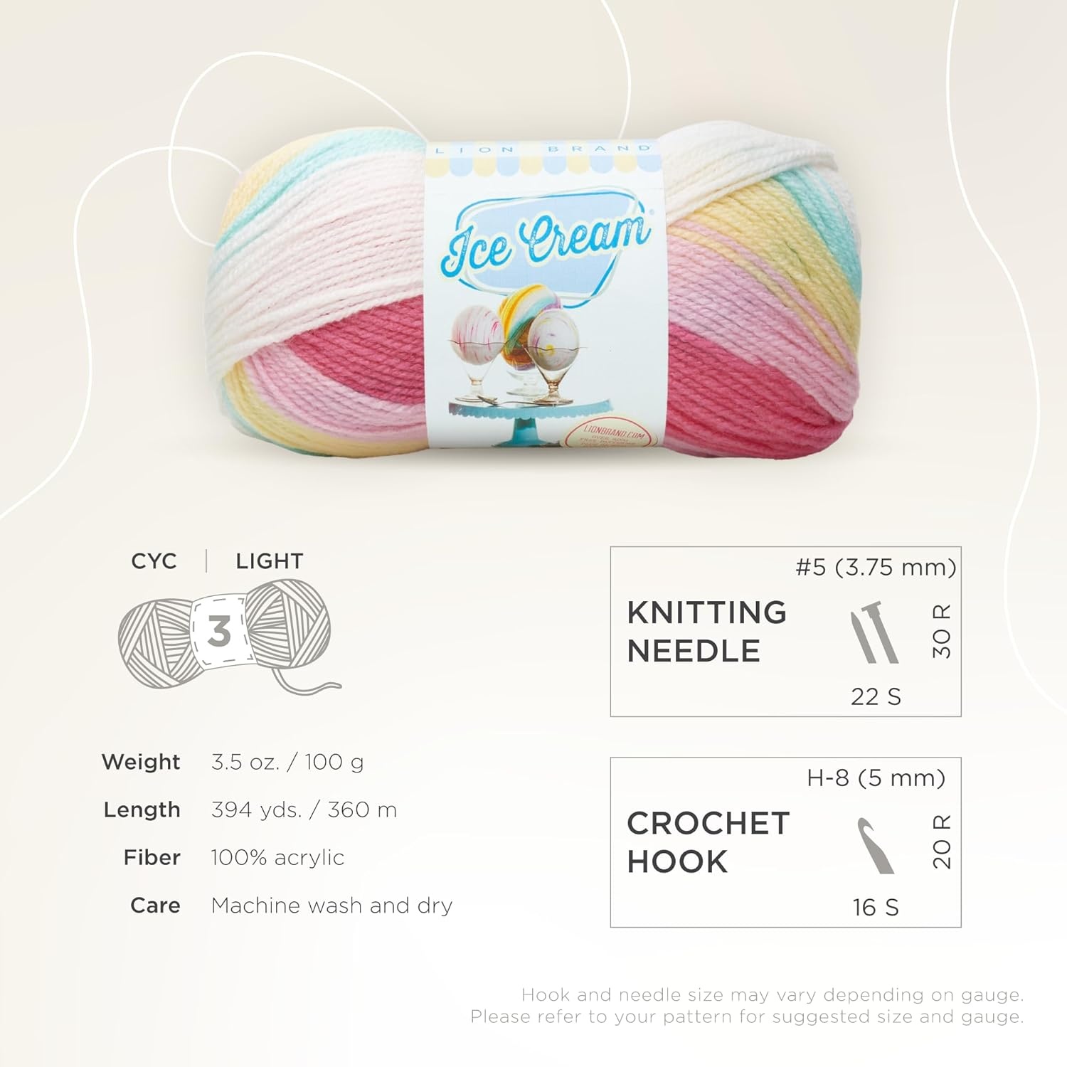 image:image1 Skein Lion Brand Yarn Ice Cream Baby Yarn BlueberryTutti Frutti