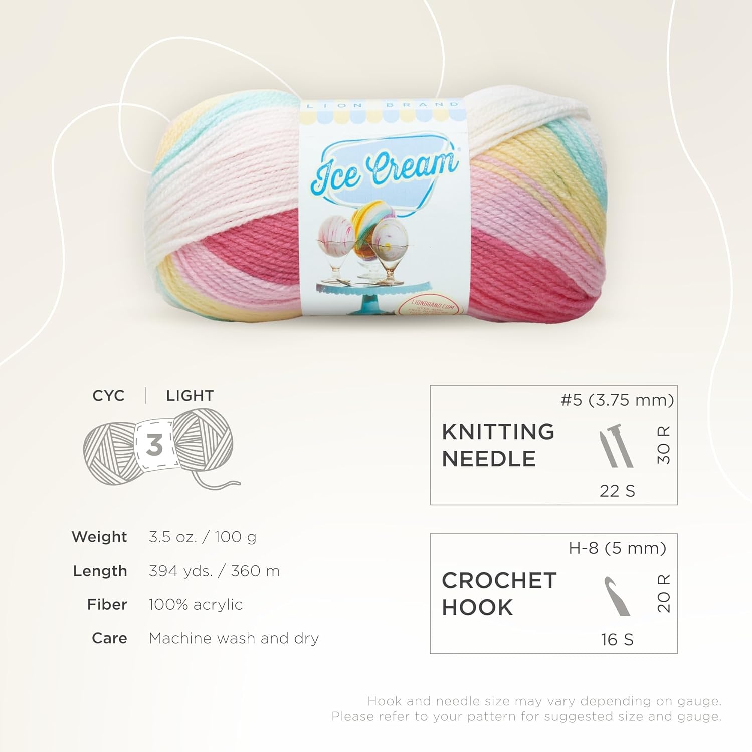 image:image1 Skein Lion Brand Yarn Ice Cream Baby Yarn BlueberryTutti Frutti