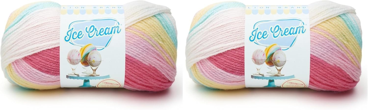 image:image1 Skein Lion Brand Yarn Ice Cream Baby Yarn BlueberryTutti Frutti