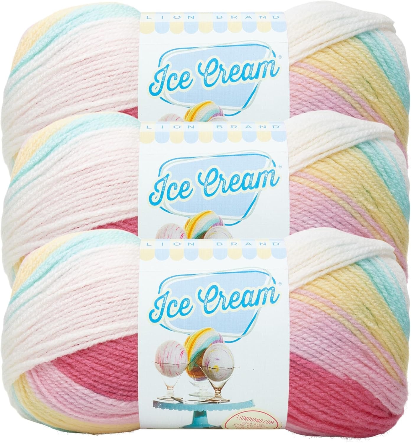 image:image1 Skein Lion Brand Yarn Ice Cream Baby Yarn BlueberryTutti Frutti