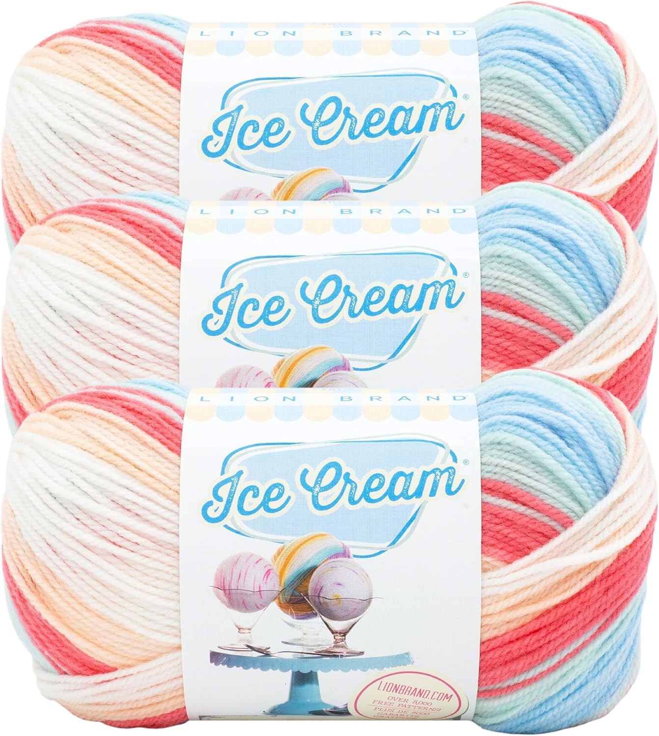 image:image1 Skein Lion Brand Yarn Ice Cream Baby Yarn BlueberryTwinberry Cheesecake