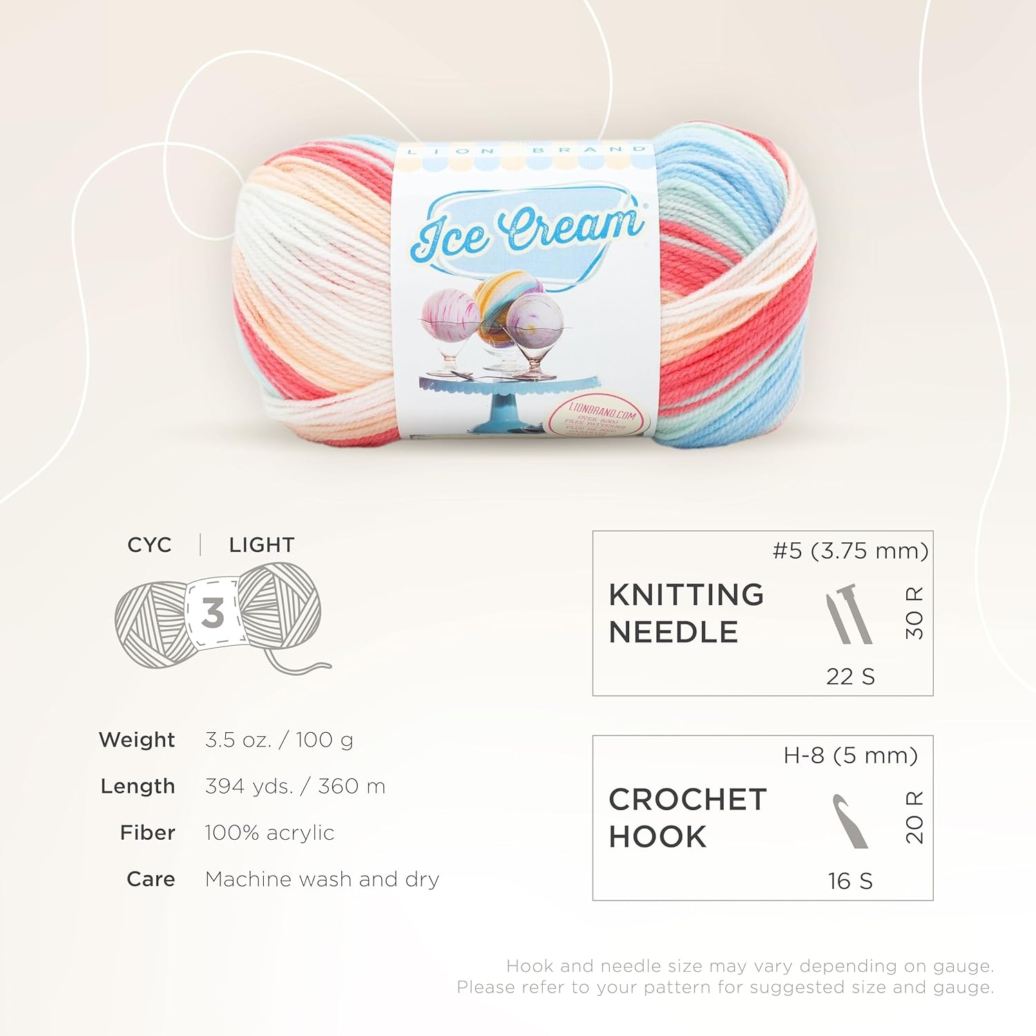 image:image1 Skein Lion Brand Yarn Ice Cream Baby Yarn BlueberryTwinberry Cheesecake
