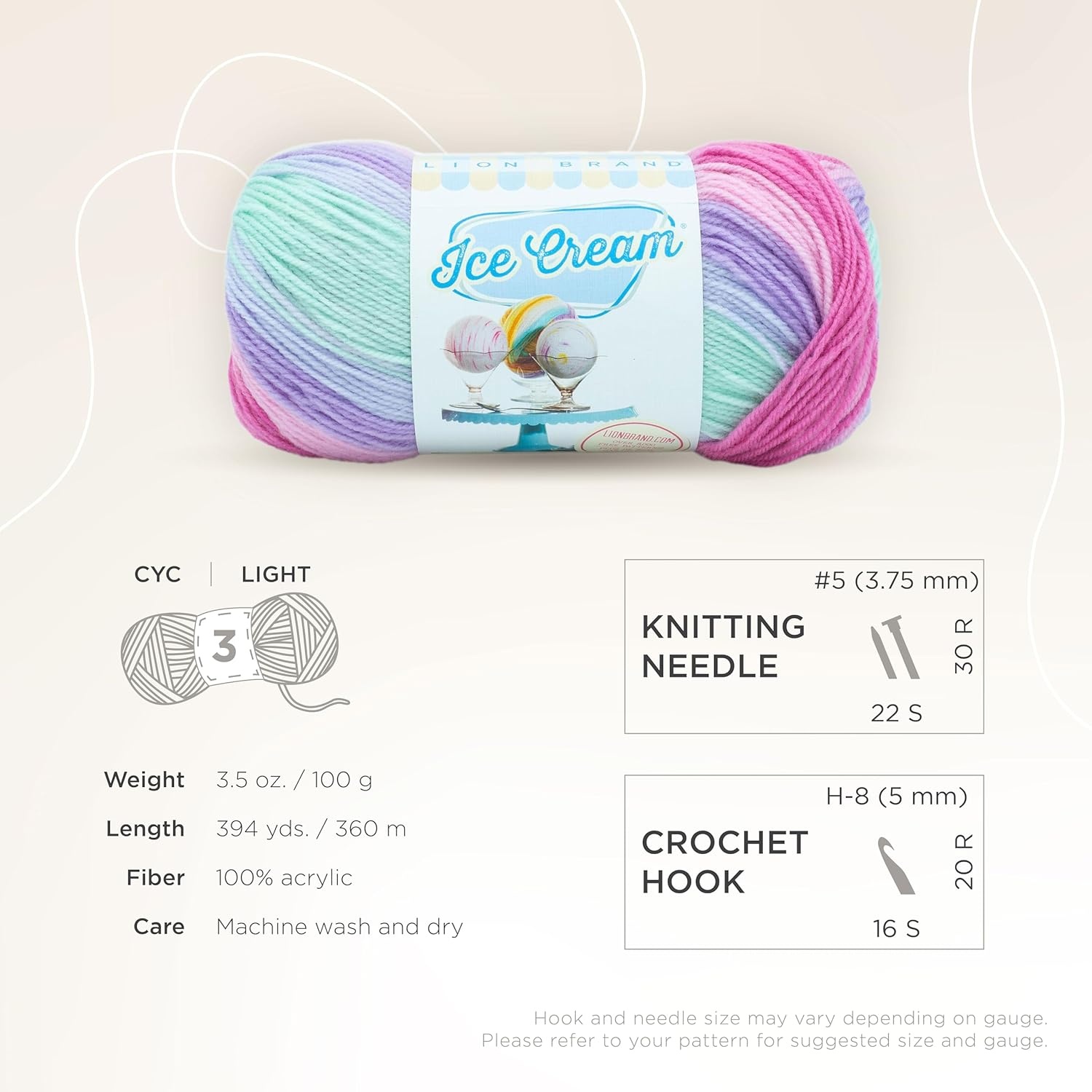 image:image1 Skein Lion Brand Yarn Ice Cream Baby Yarn BlueberryUbe