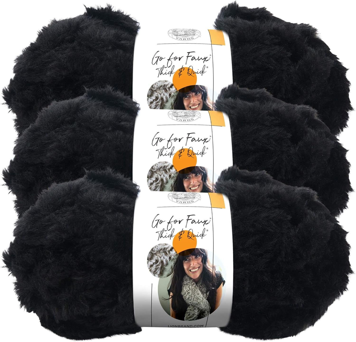 image:image3 Pack Lion Brand Yarn Go for Faux Thick amp Quick Bulky Yarn Black PantherBlack Panther