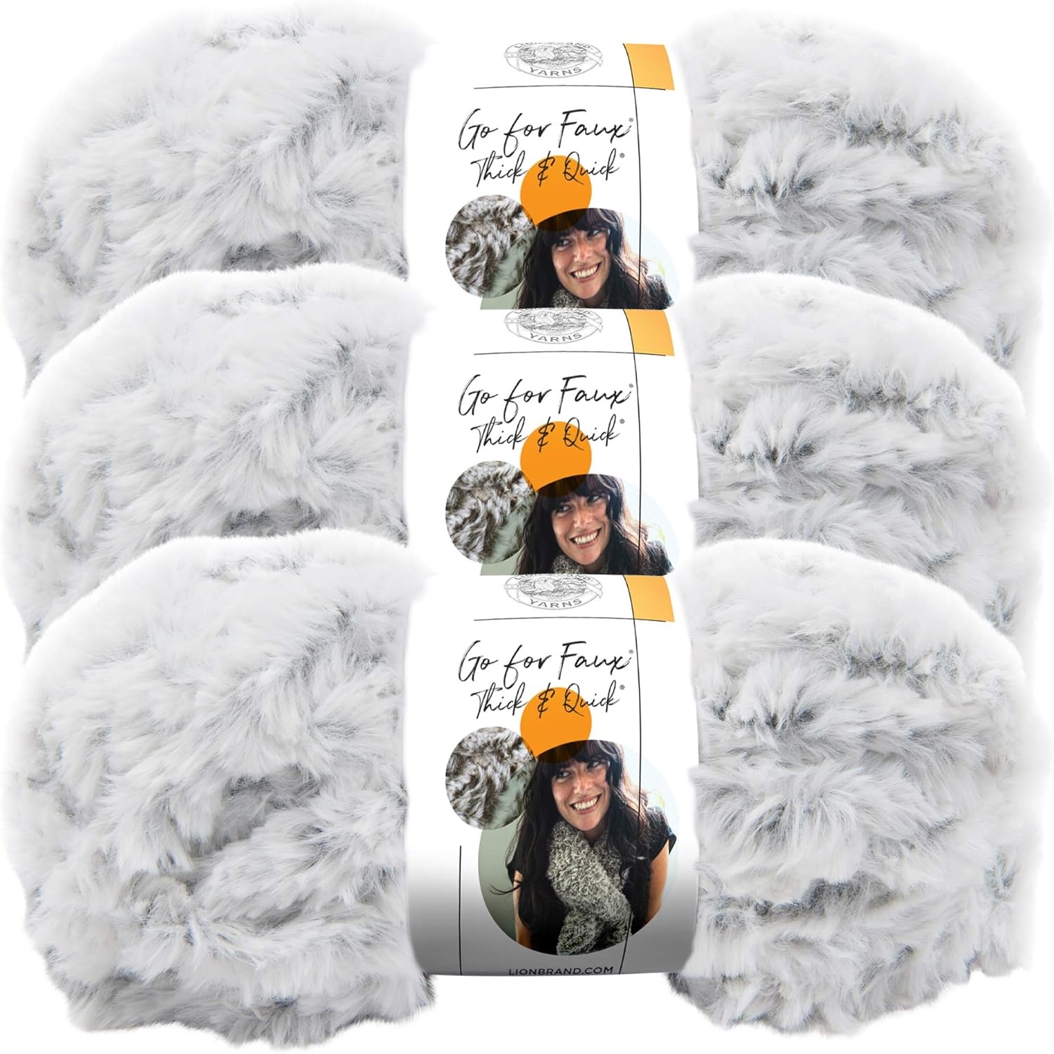 image:image3 Pack Lion Brand Yarn Go for Faux Thick amp Quick Bulky Yarn Black PantherChinchilla
