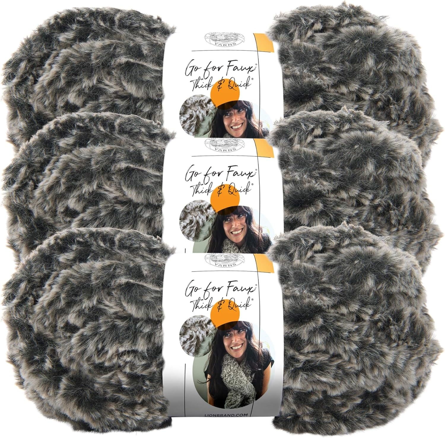 image:image3 Pack Lion Brand Yarn Go for Faux Thick amp Quick Bulky Yarn Black PantherMink