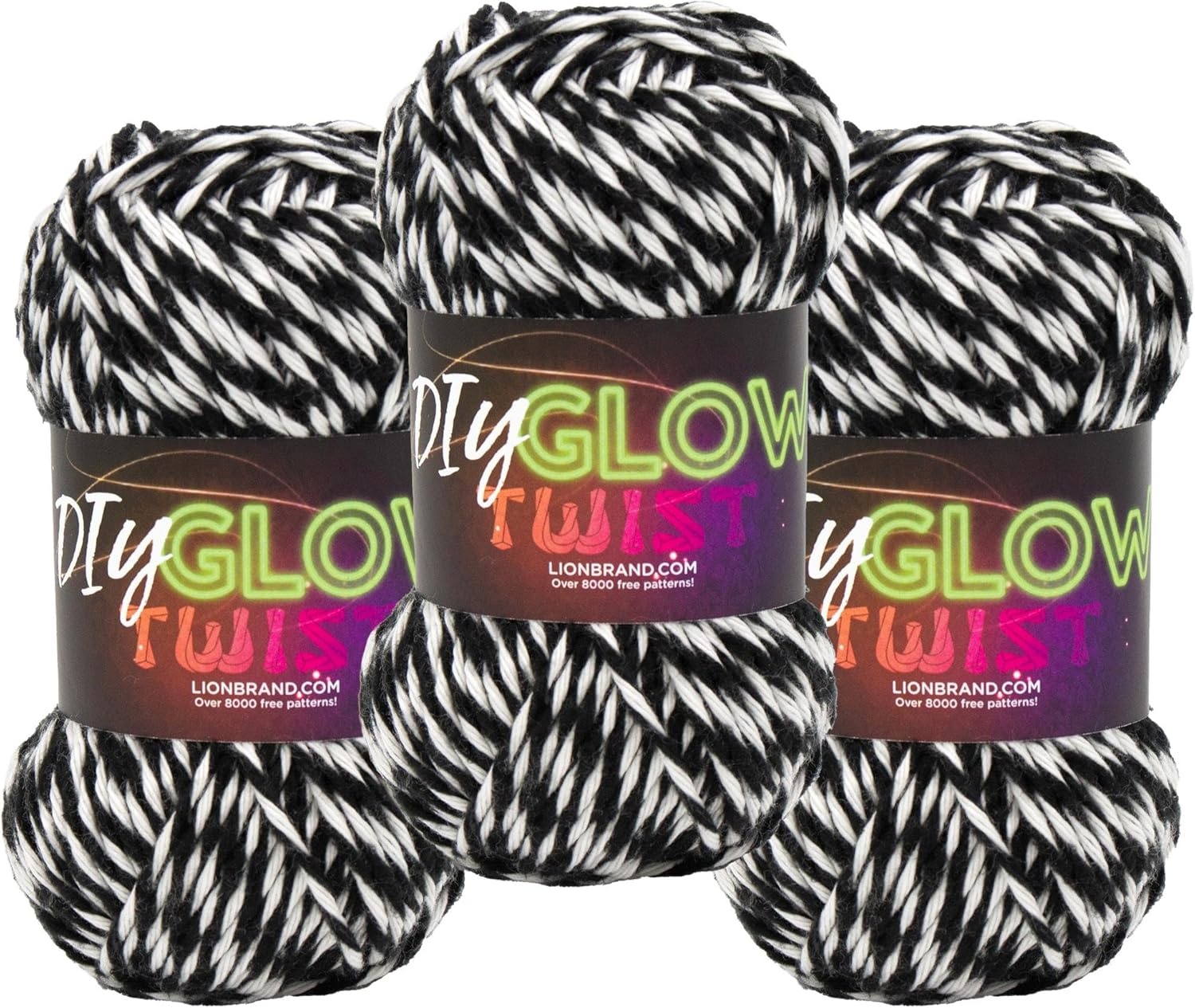 image:imageLion Brand DIY Glow Twist Yarn Yarn for Knitting Crocheting and Crafts Black 3 PackBlack