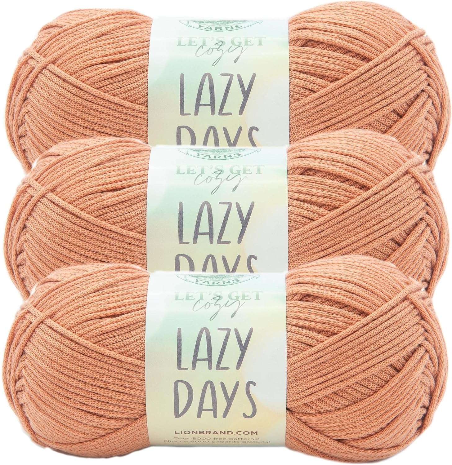 image:imageLion Brand Lazy Days Beginner Yarn for Knitting Crocheting and Crafts Clay 3 PackClay